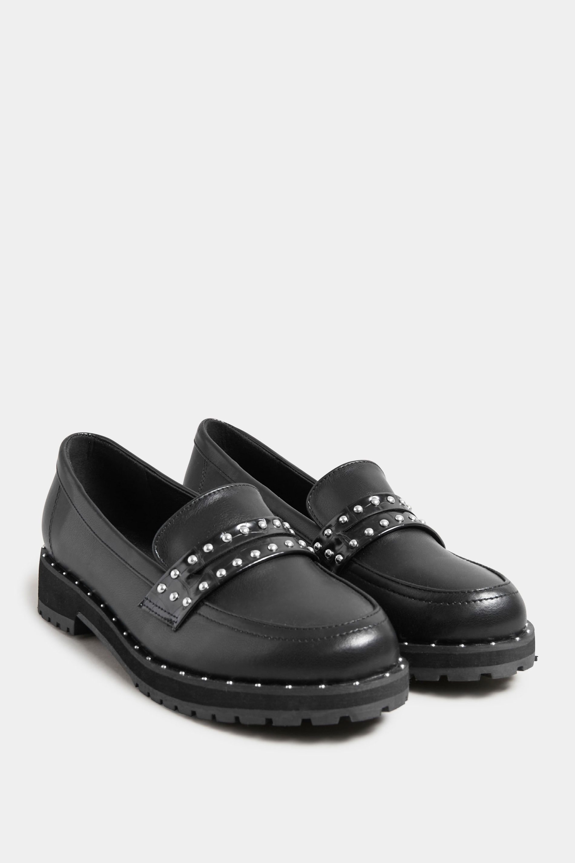 LTS Black Stud Loafers In Standard Fit | Long Tall Sally 2