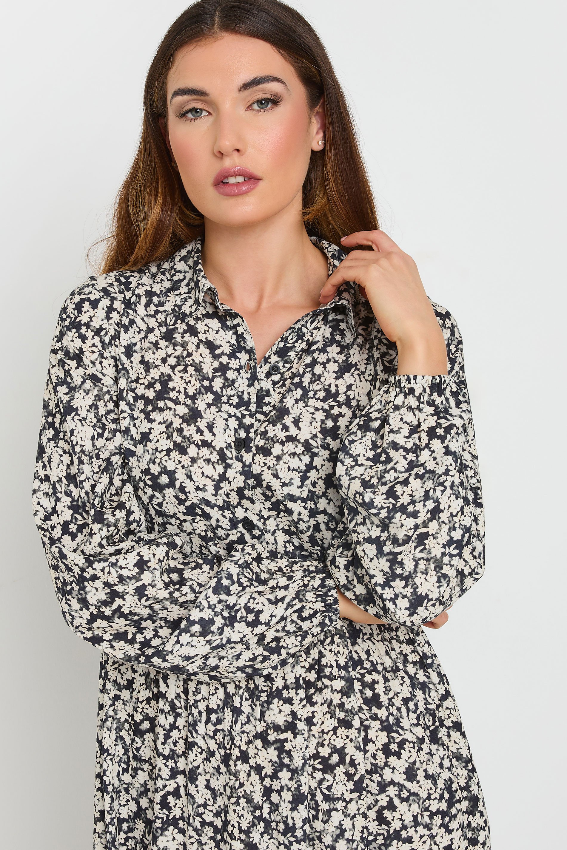 LTS Tall Black Floral Collared Midaxi Dress | Long Tall Sally 5