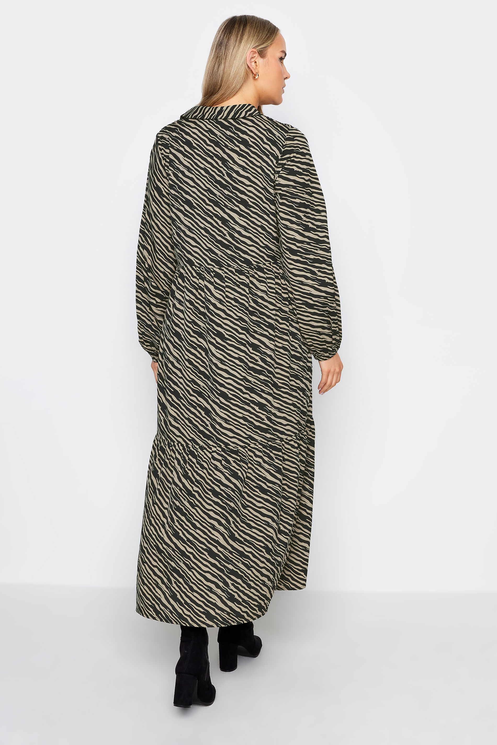 LTS Tall Black Zebra Print Tiered Maxi Dress | Long Tall Sally 3
