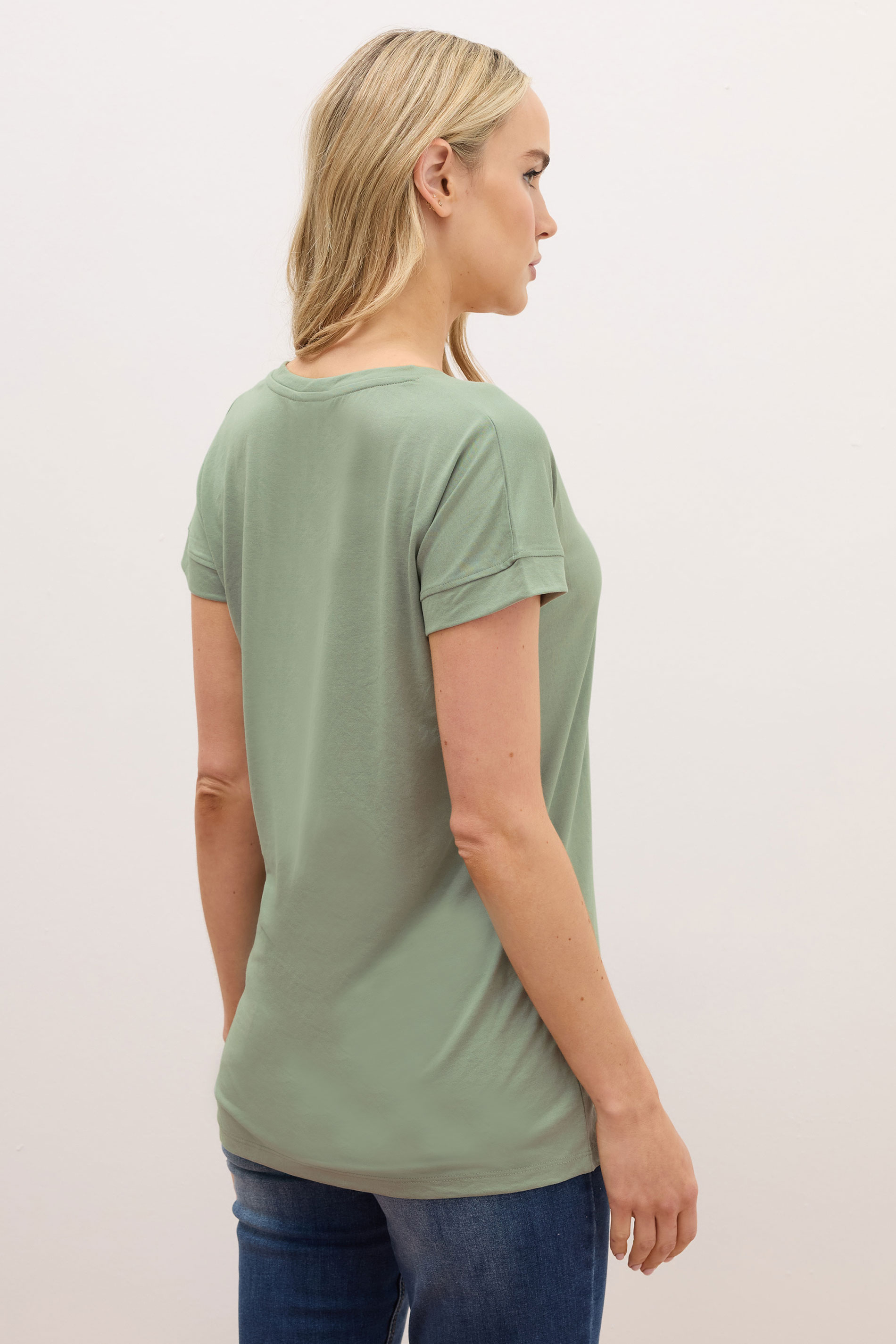 LTS PREMIUM Tall Sage Green V-Neck Modal T-Shirts | Long Tall Sally 3