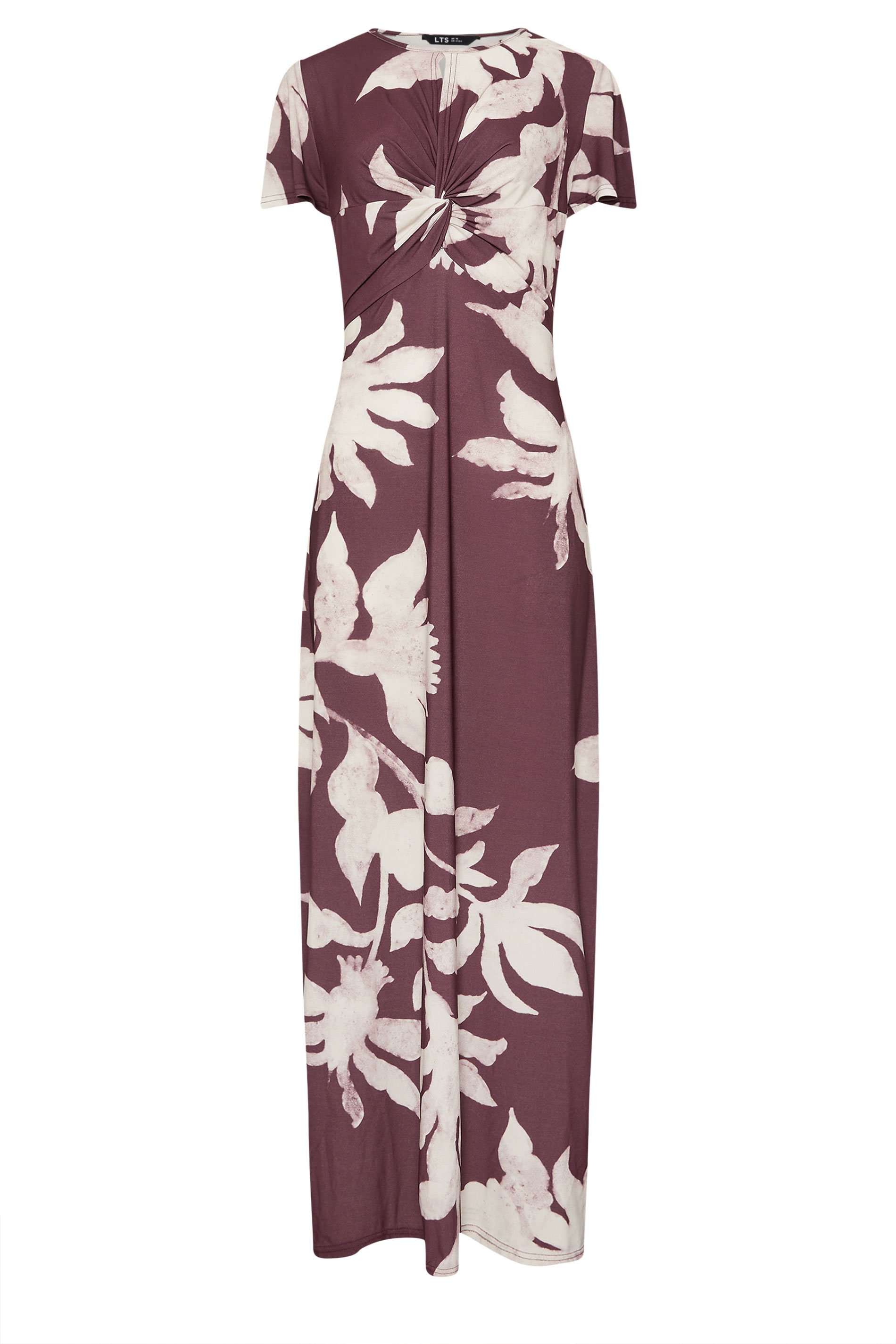 LTS Tall Berry Red Floral Ruched Maxi Dress | Long Tall Sally 6