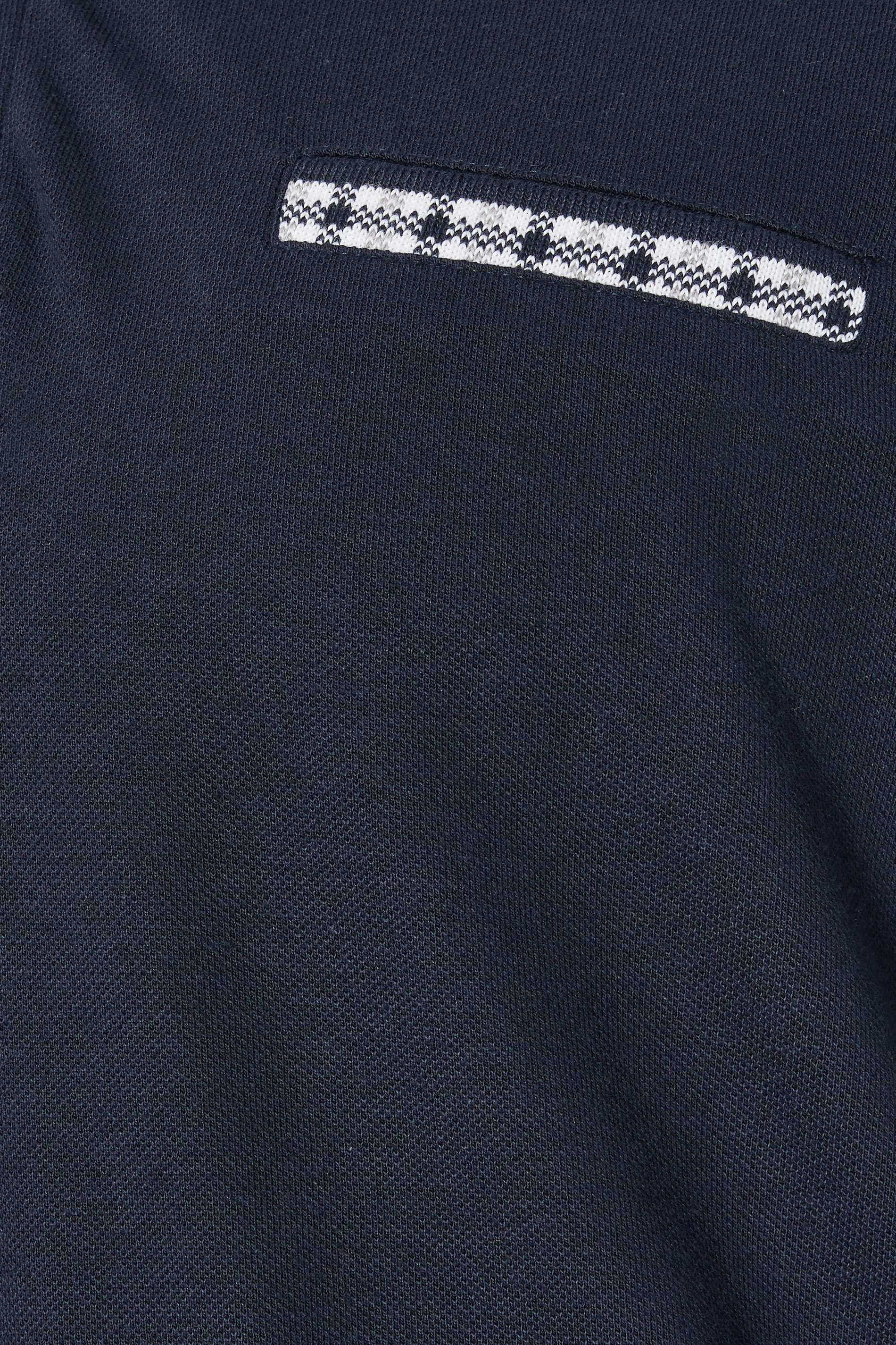 BadRhino Big & Tall Navy Blue Jacquard Checked Collar Polo Shirt | BadRhino 5