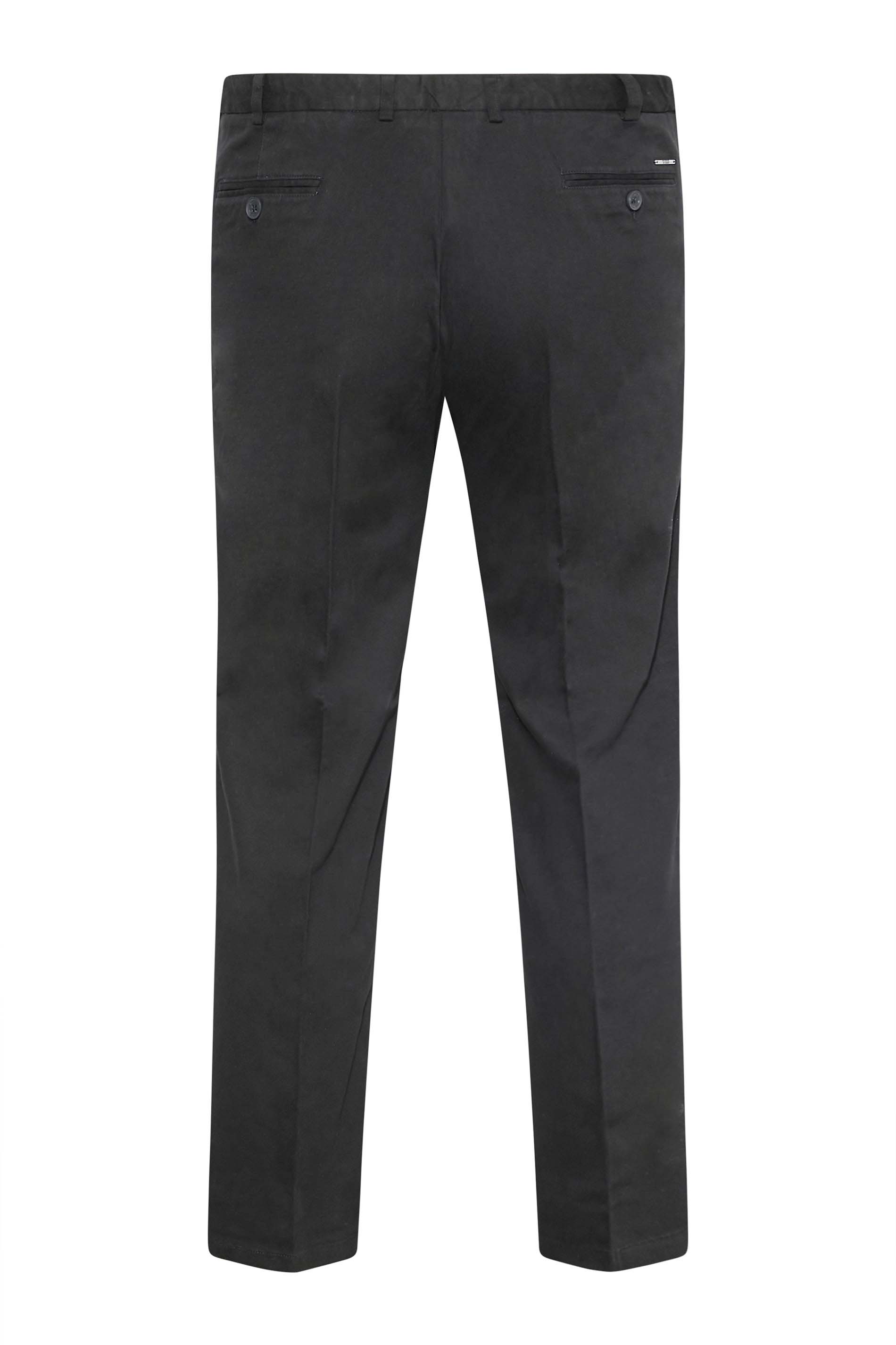 D555 Big & Tall Black Extendable Waist Stretch Chinos | BadRhino 6