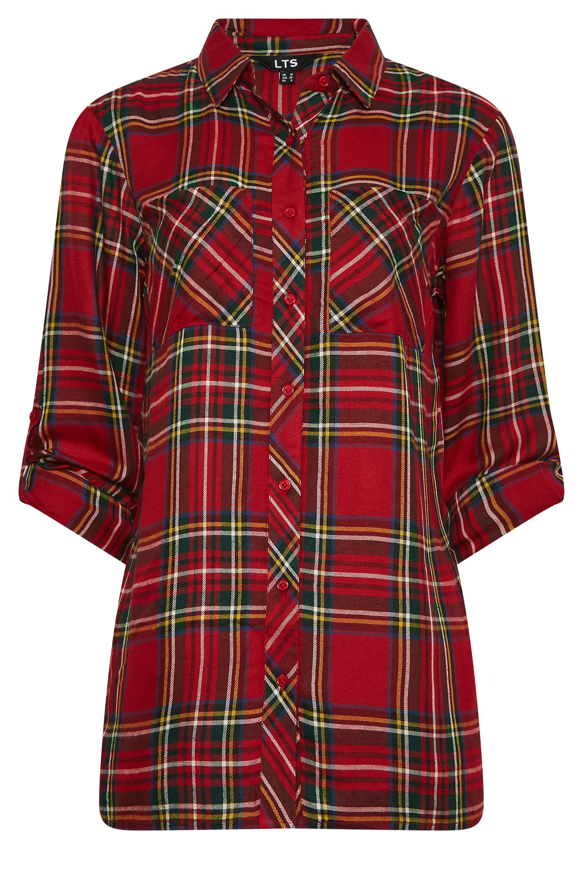 Long red checked shirt womens sale