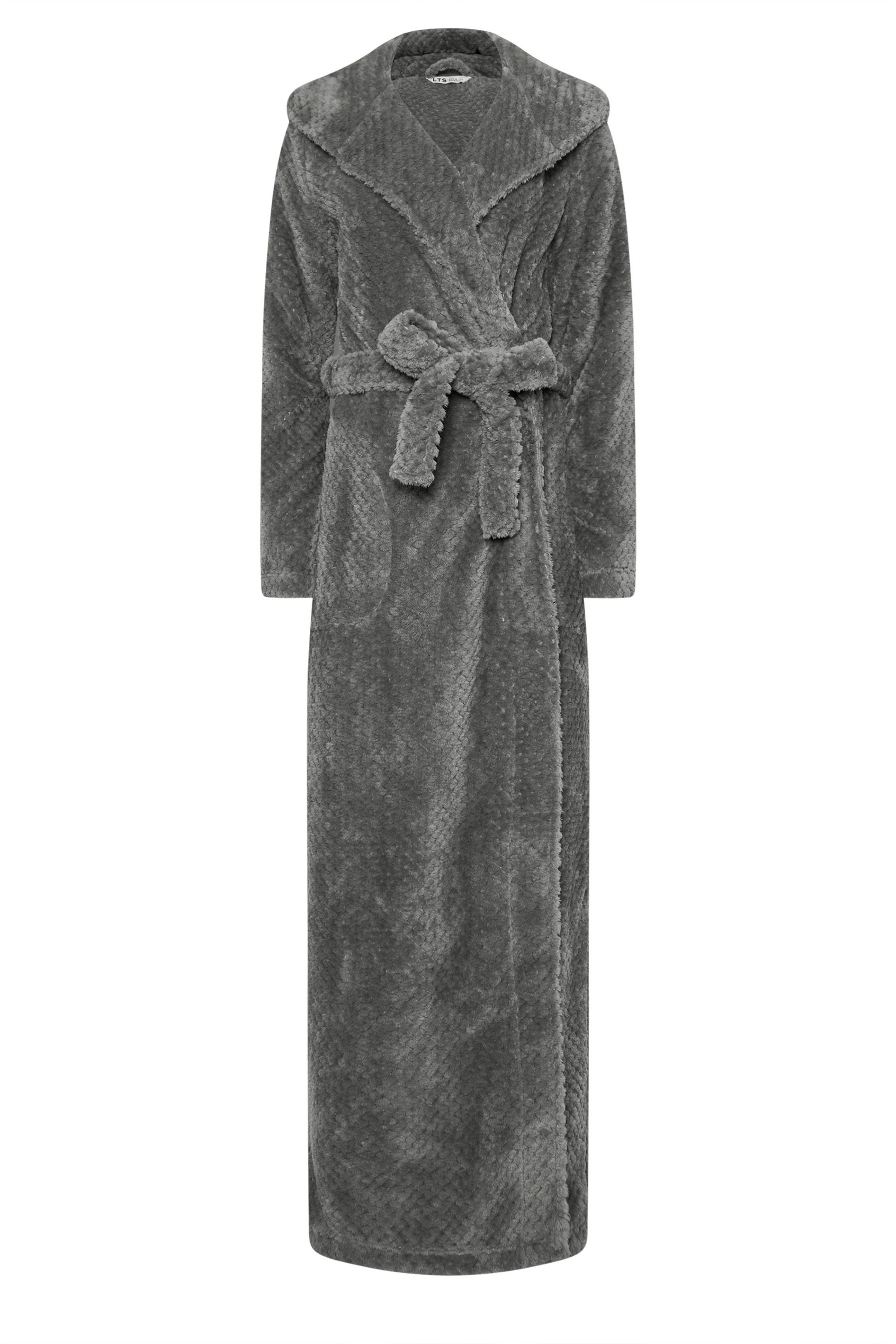 LTS Tall Dark Grey Waffle Maxi Dressing Gown | Long Tall Sally 5