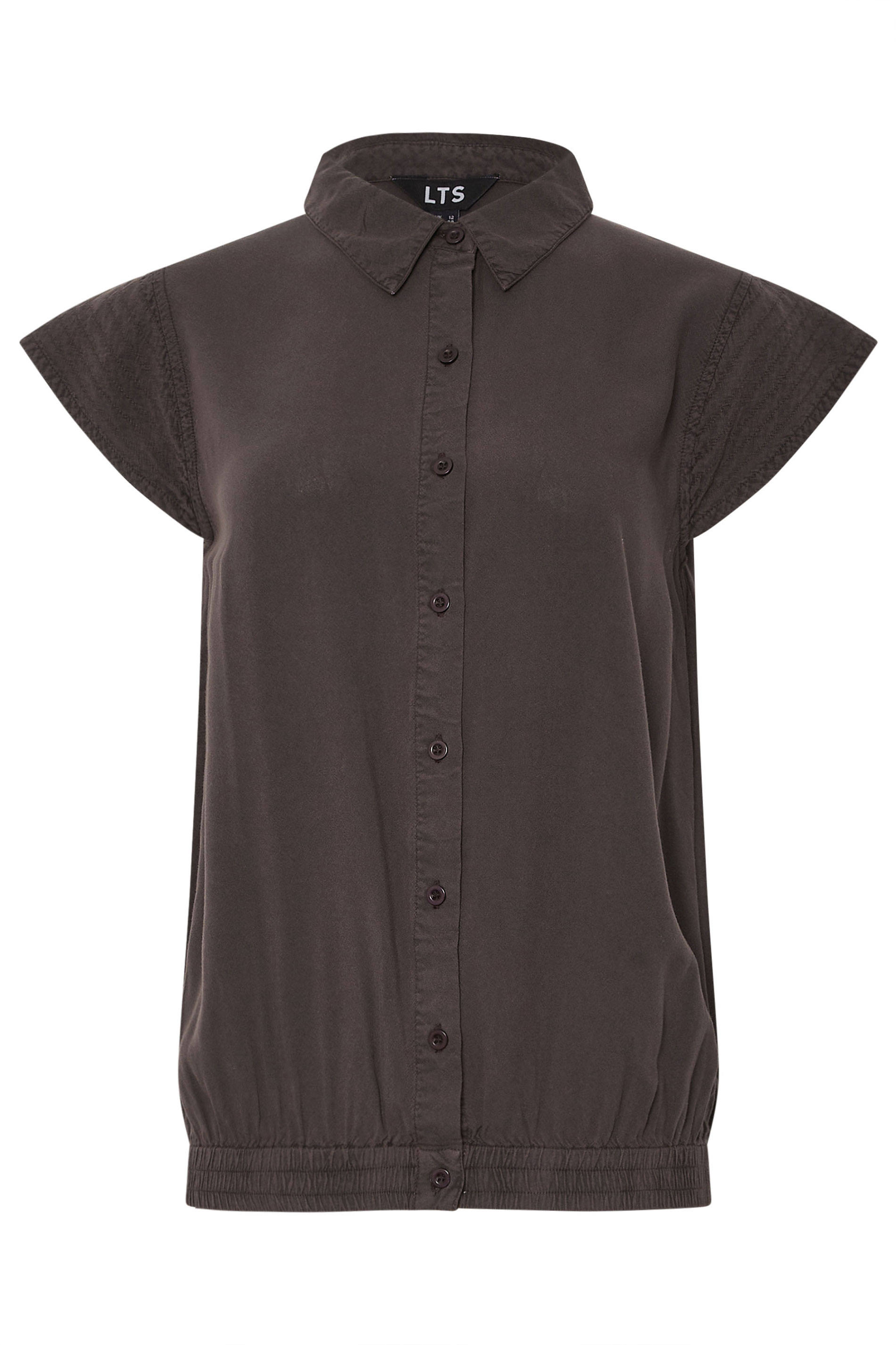 LTS Tall Chocolate Brown Acid Wash Grown Sleeve Shirt | Long Tall Sally 6
