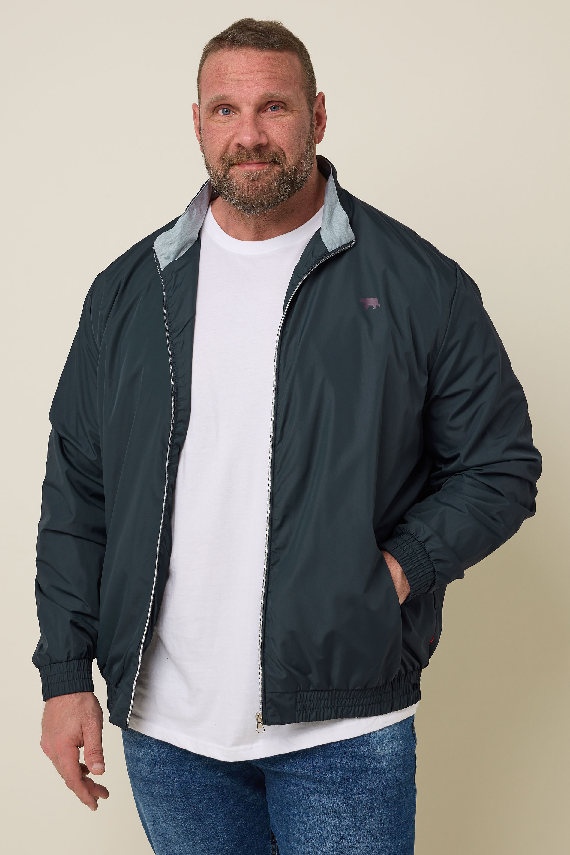 D555 Big & Tall Navy Blue Lightweight Zip Jacket | BadRhino 1