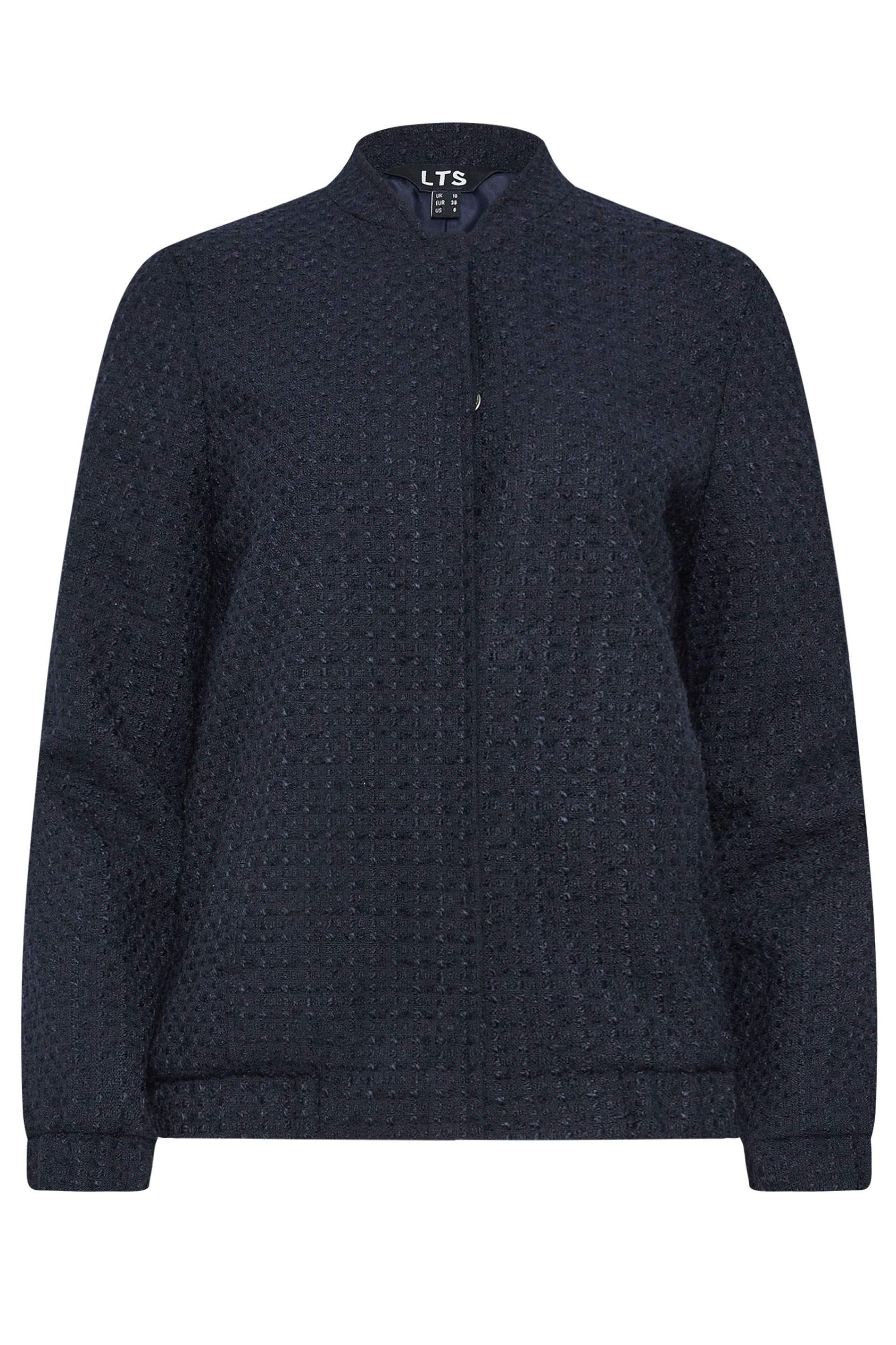 LTS Tall Navy Blue Boucle Tweed Bomber Jacket | Long Tall Sally 5