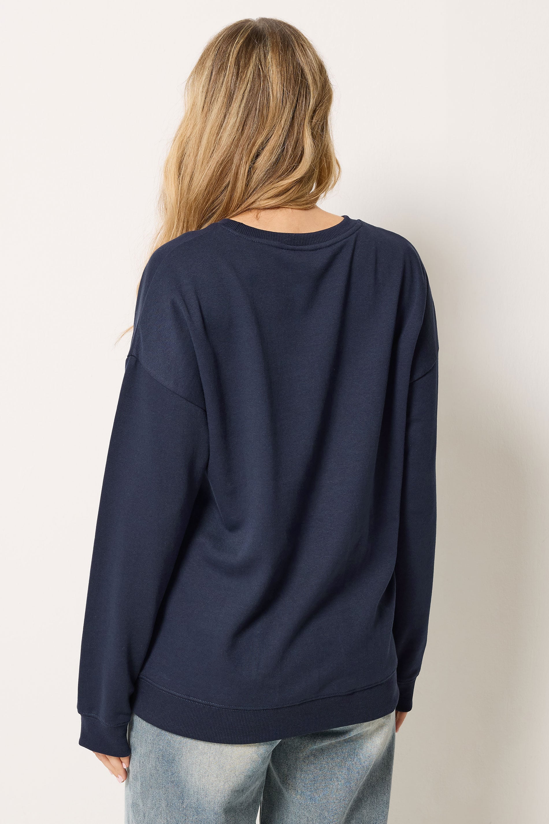 LTS Tall Women's Navy Blue 'Country Club' Embroidered Slogan Sweatshirt | Long Tall Sally 2