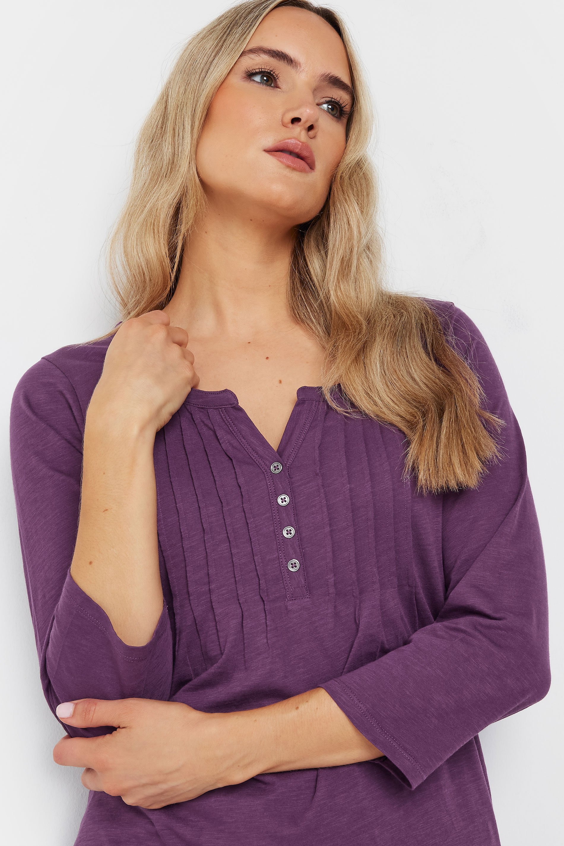 LTS Tall 2 PACK Purple & Teal Blue Henley Tops | Long Tall Sally 6