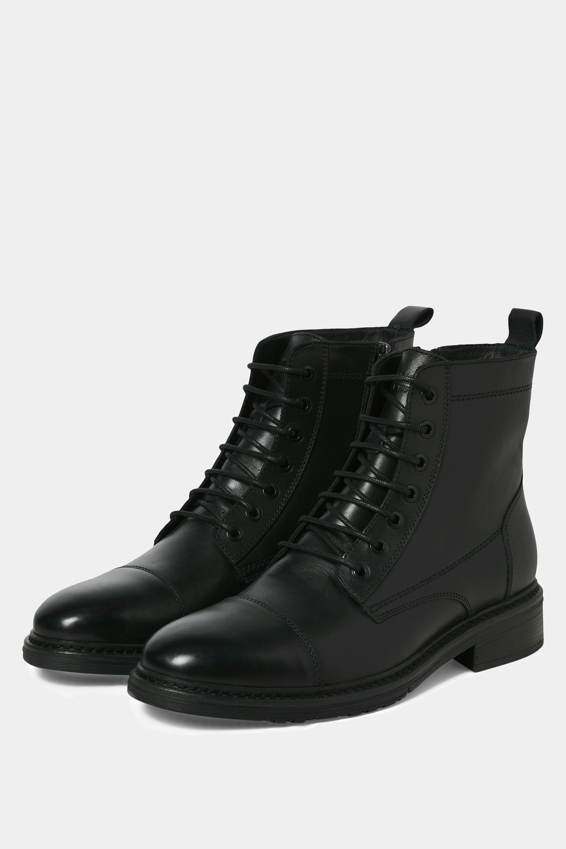 JACK & JONES Big & Tall Black Leather Wentworth Boots | BadRhino 1