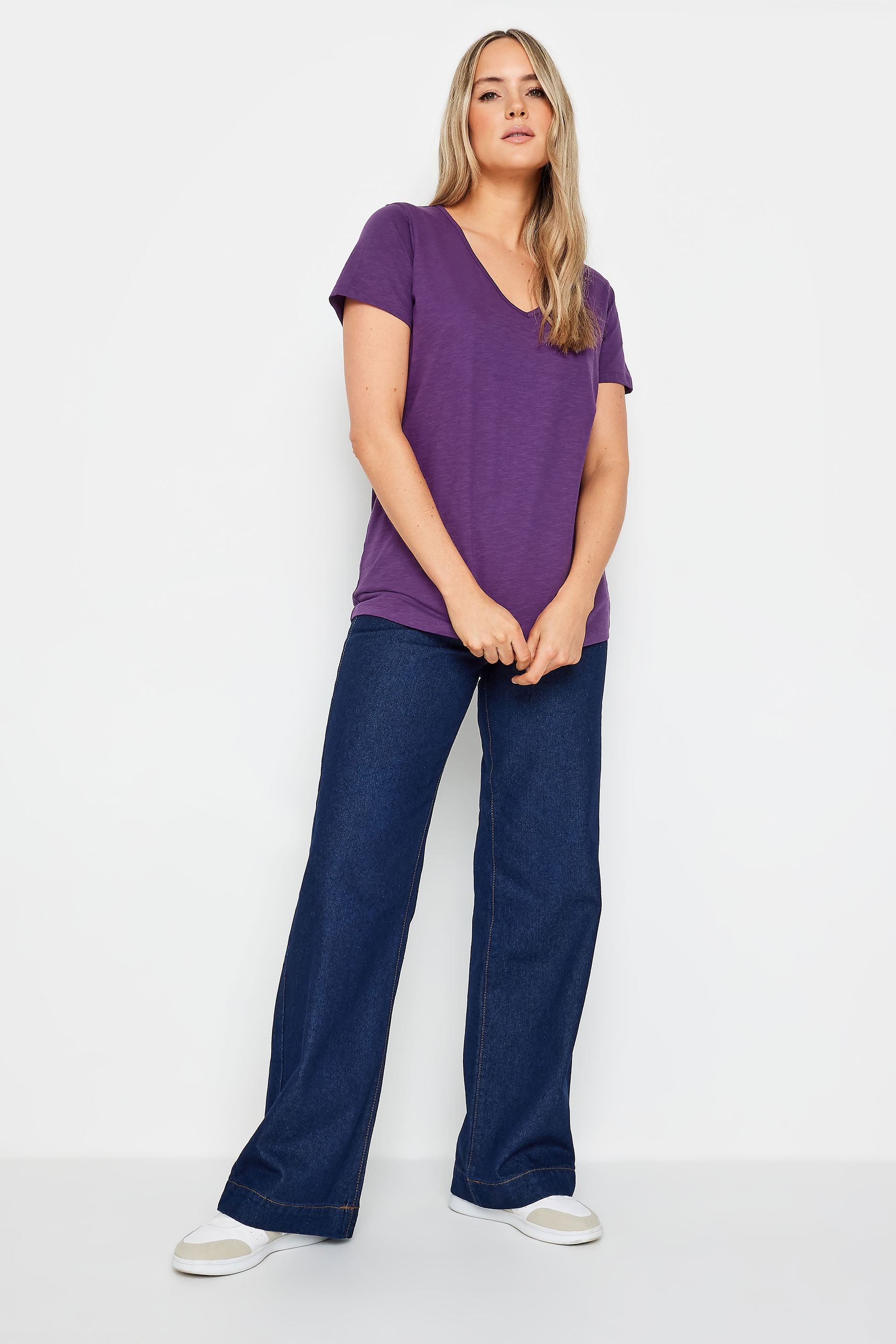 Short Sleeve V-Neck in Smoked Mauve - Shirts for Tall Women