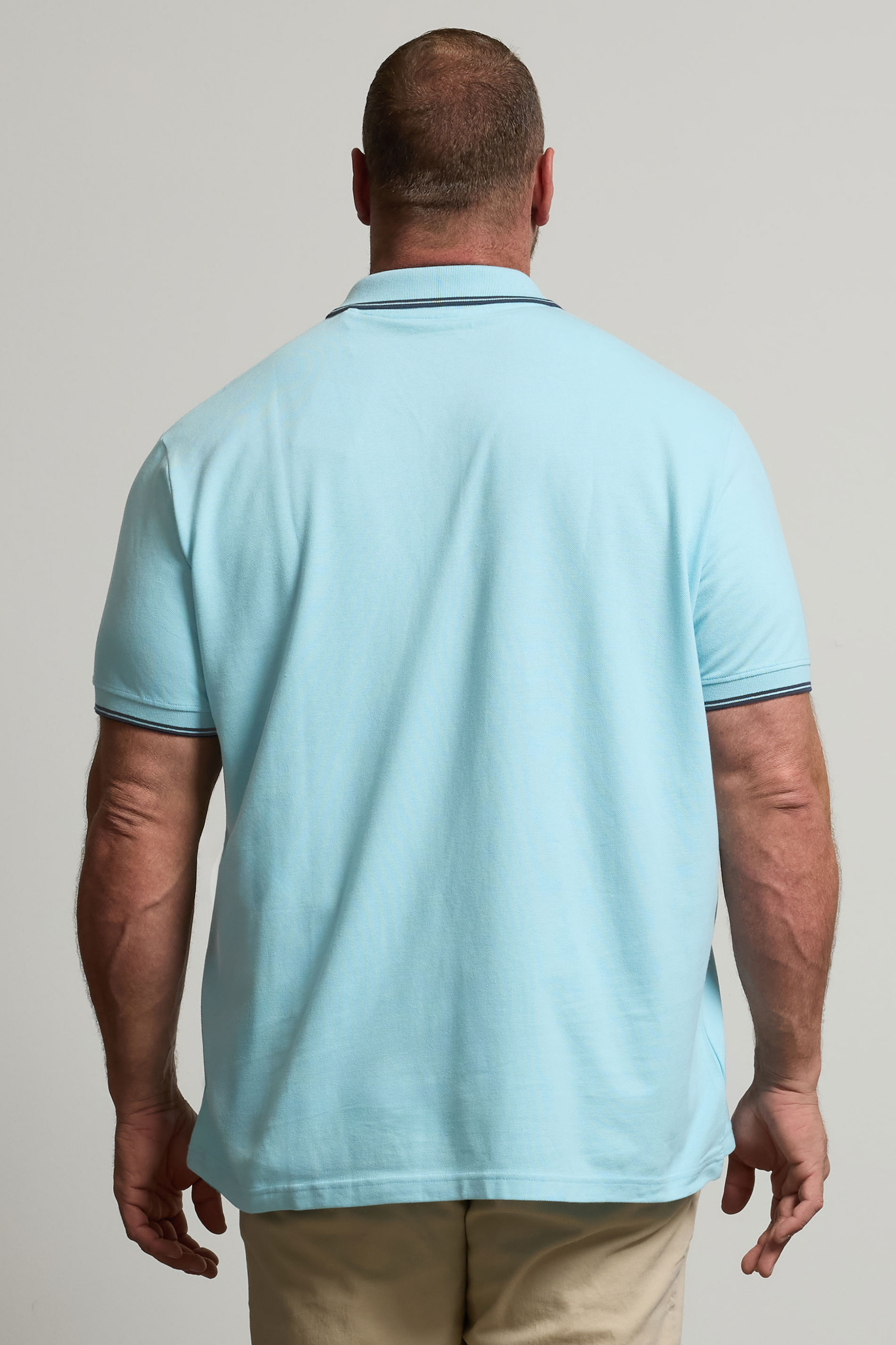 BadRhino Big & Tall 3 Pack Blue & Orange Tipped Polo Shirts | BadRhino 4