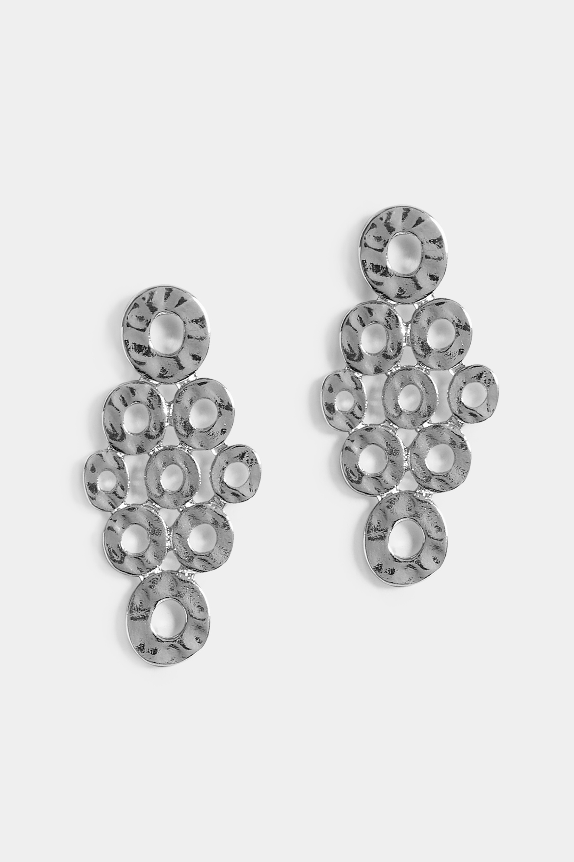 Silver Circle Drop Earrings | Yours Clothing 2
