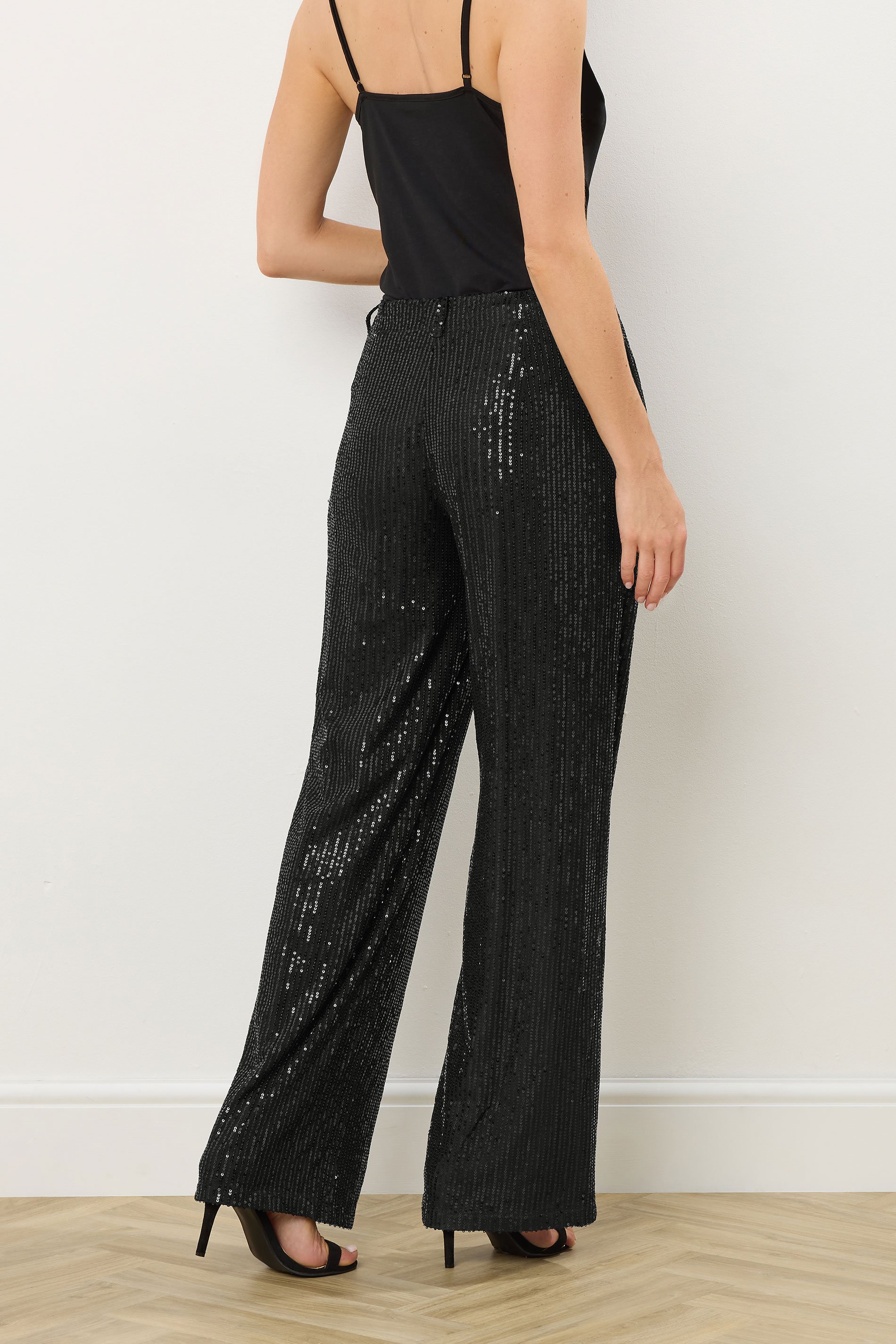 LTS Tall Black Embellished Wide Leg Trousers | Long Tall Sally 4