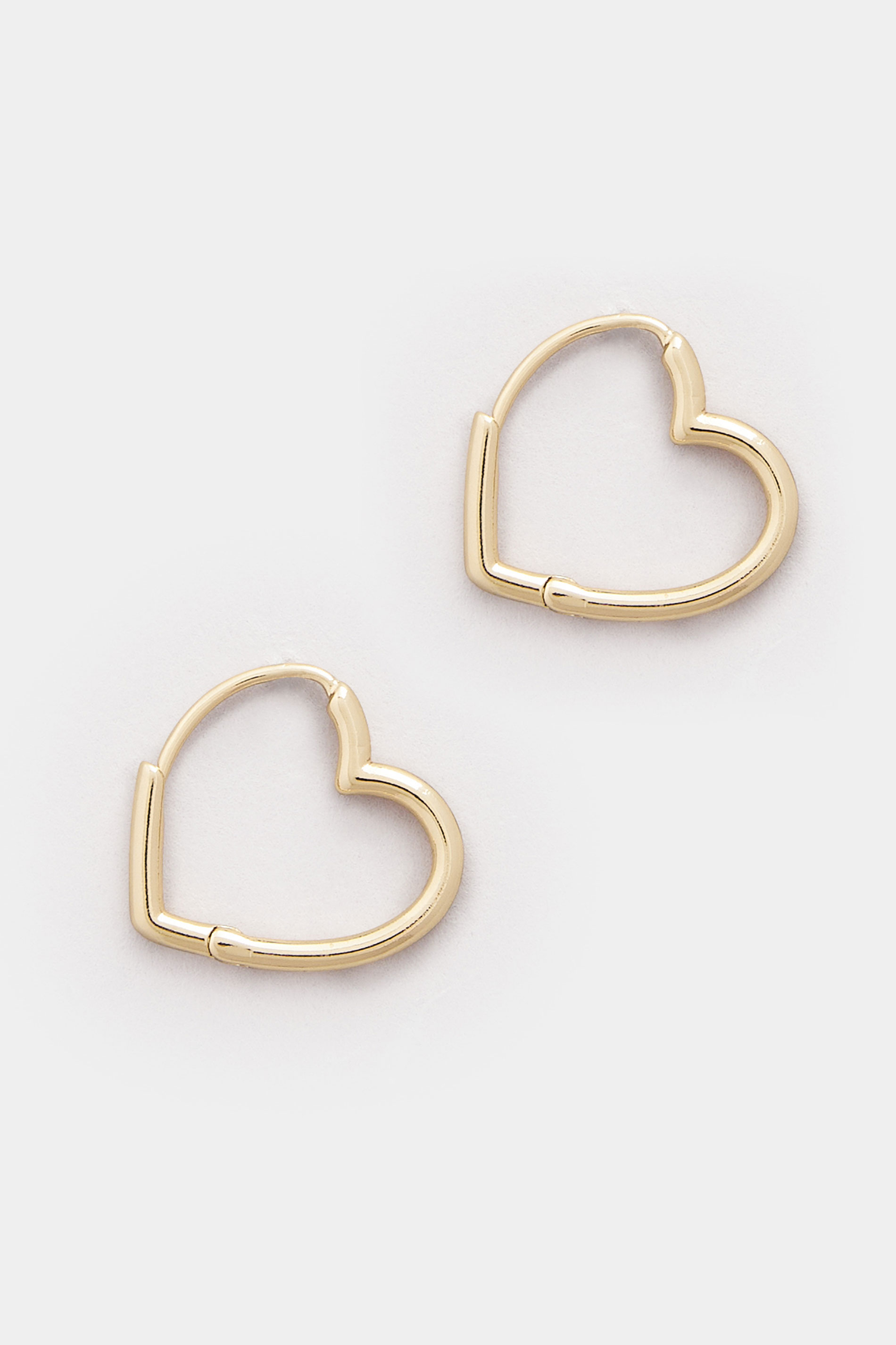 Gold Tone Heart Shape Hoop Earrings | Yours Clothing 2