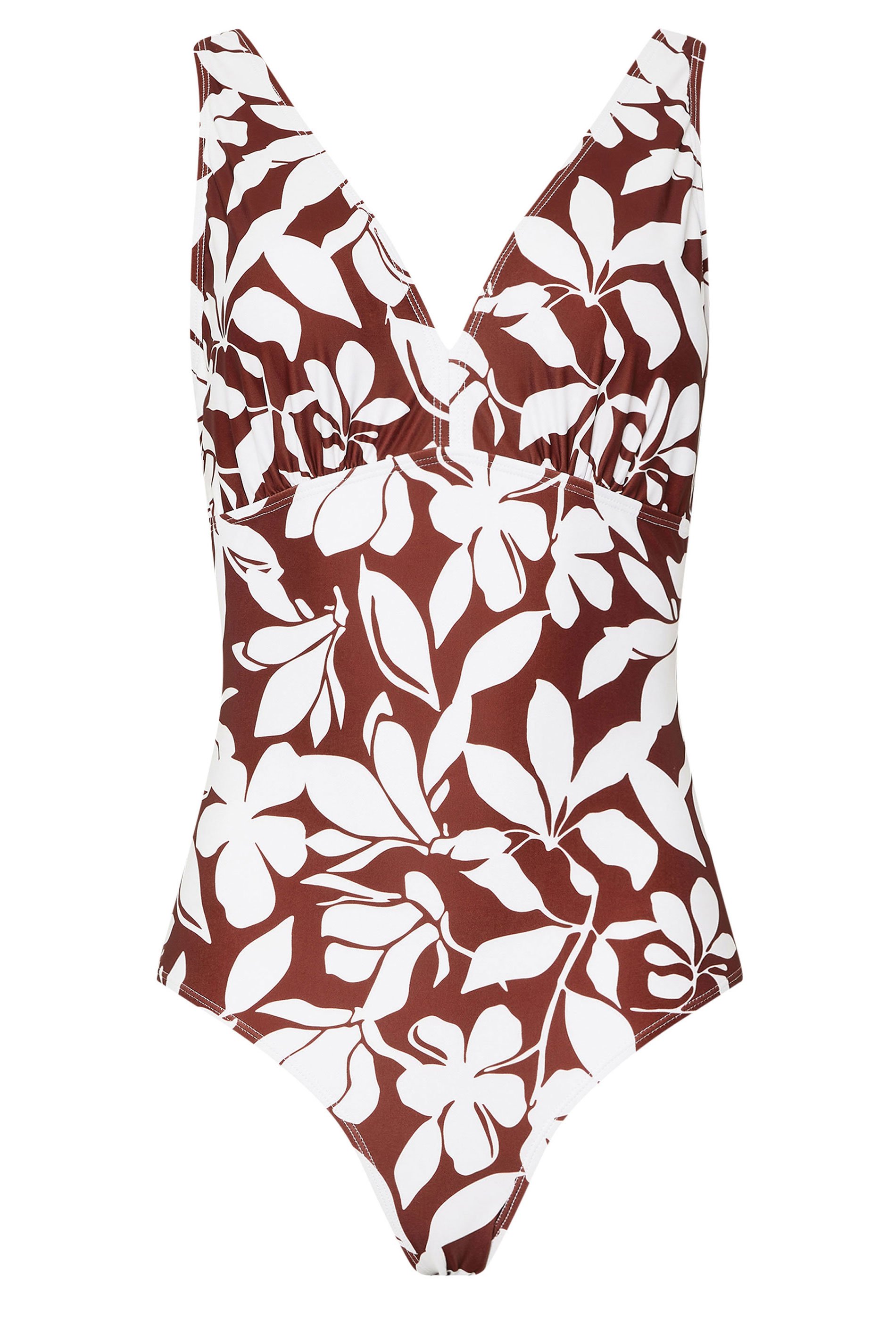 LTS Tall Rust Orange Floral Print Wrap Swimsuit | Long Tall Sally 8