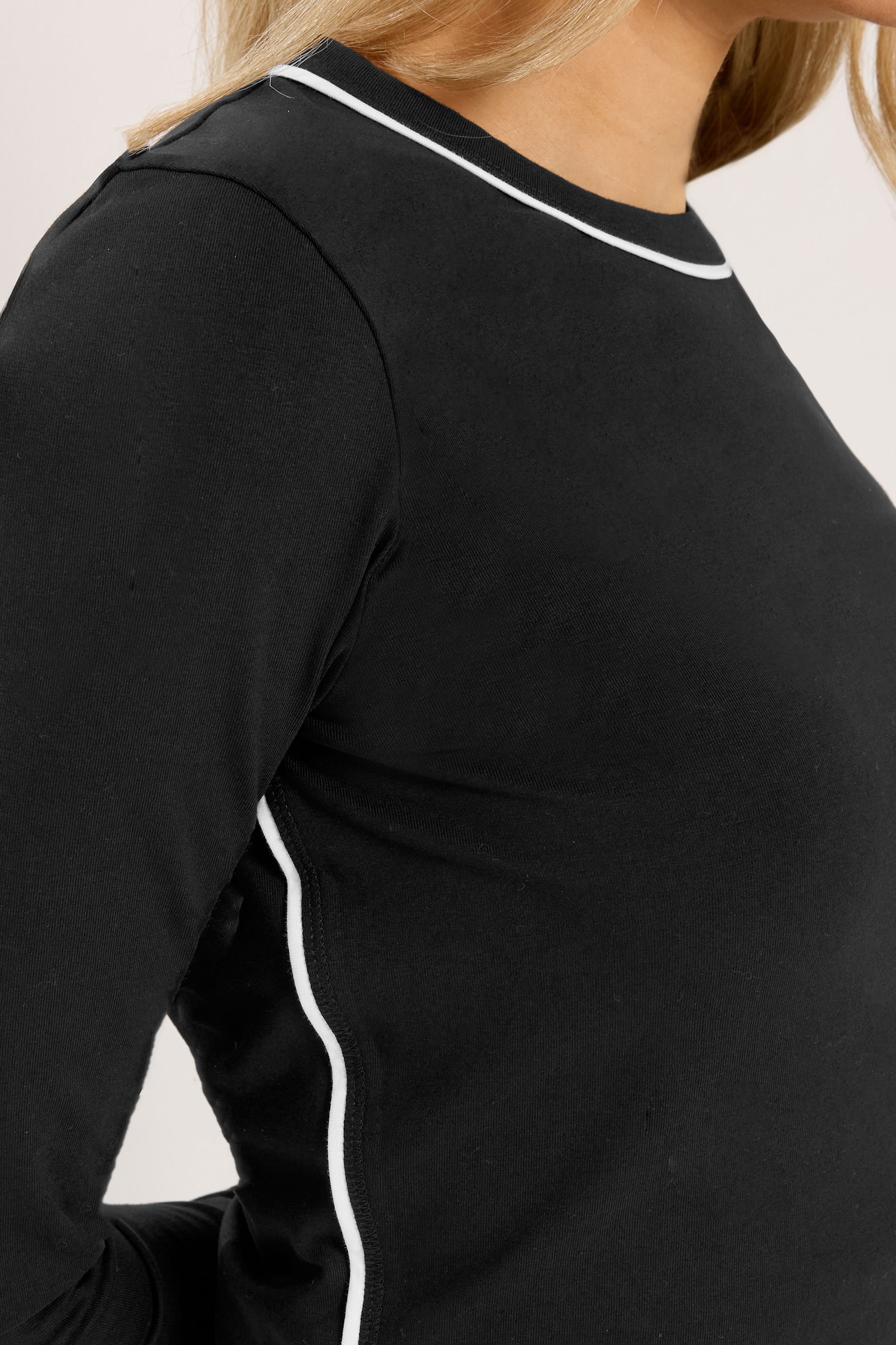 LTS Tall Women's Black Active Piped Long Sleeve Top | Long Tall Sally 4