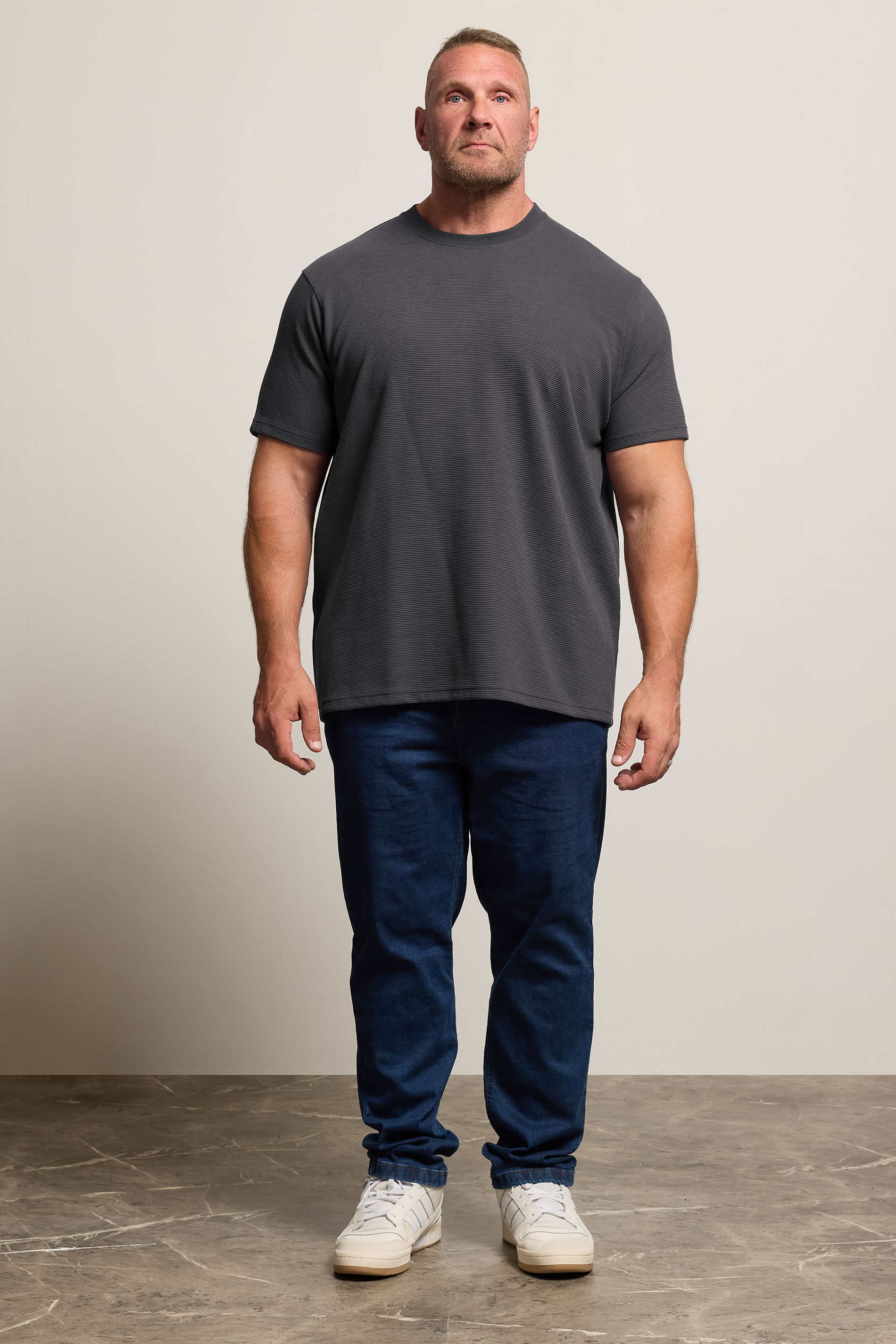 BadRhino Big & Tall Ebony Grey Ottoman Textured T-Shirt | BadRhino 3