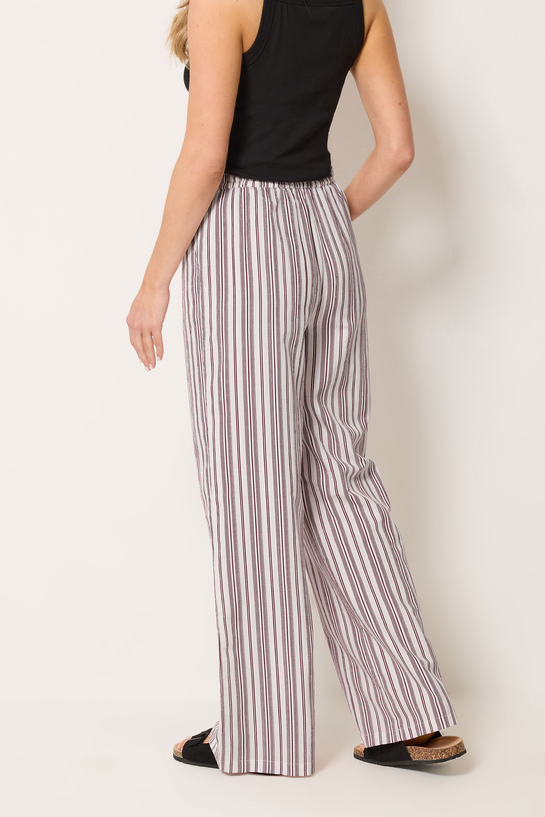 LTS Tall Women's Red & White Stripe Wide Leg Trousers | Long Tall Sally 4