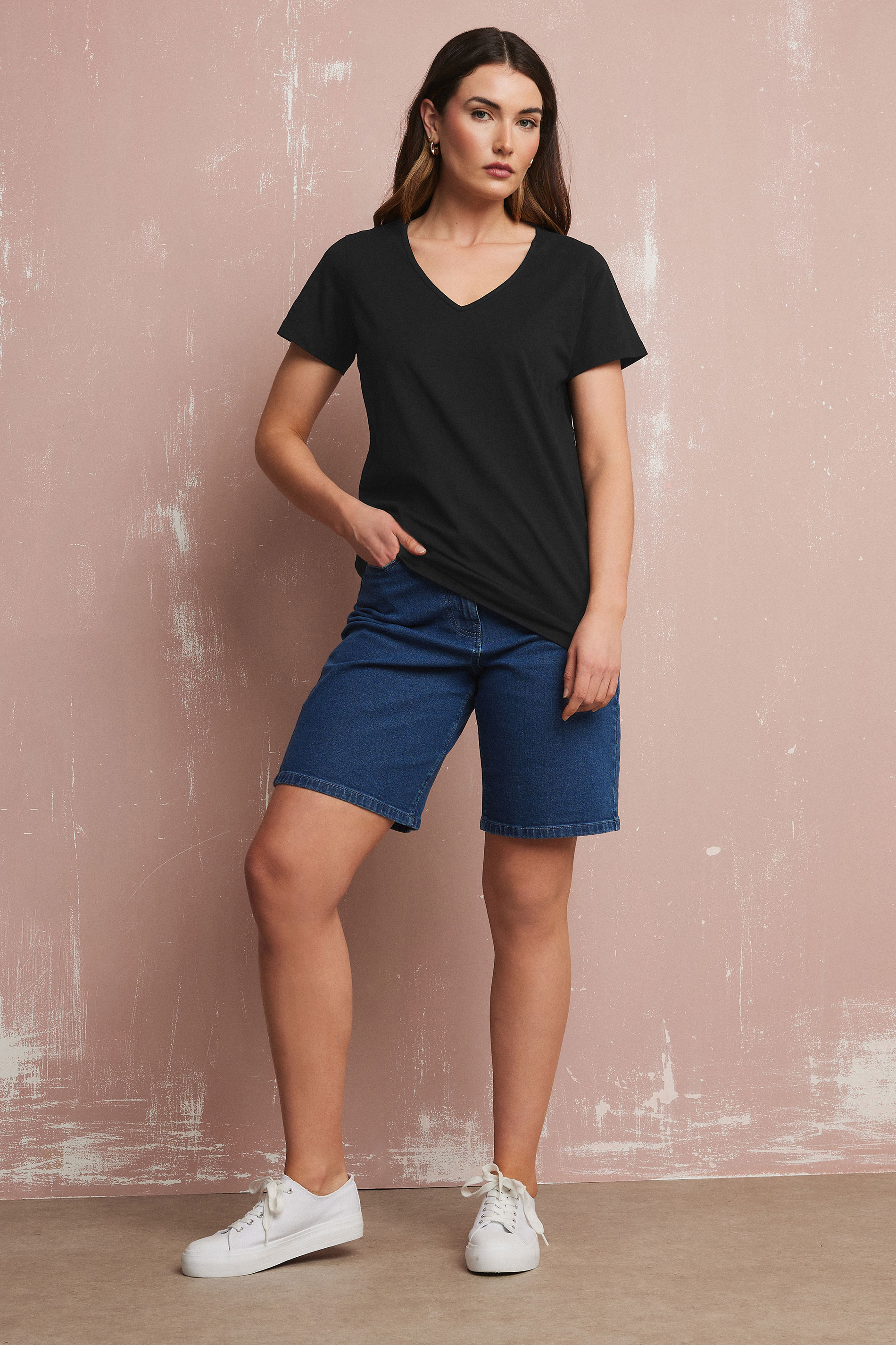 LTS Tall 2 Pack Black & White V-Neck T-Shirts | Long Tall Sally  4