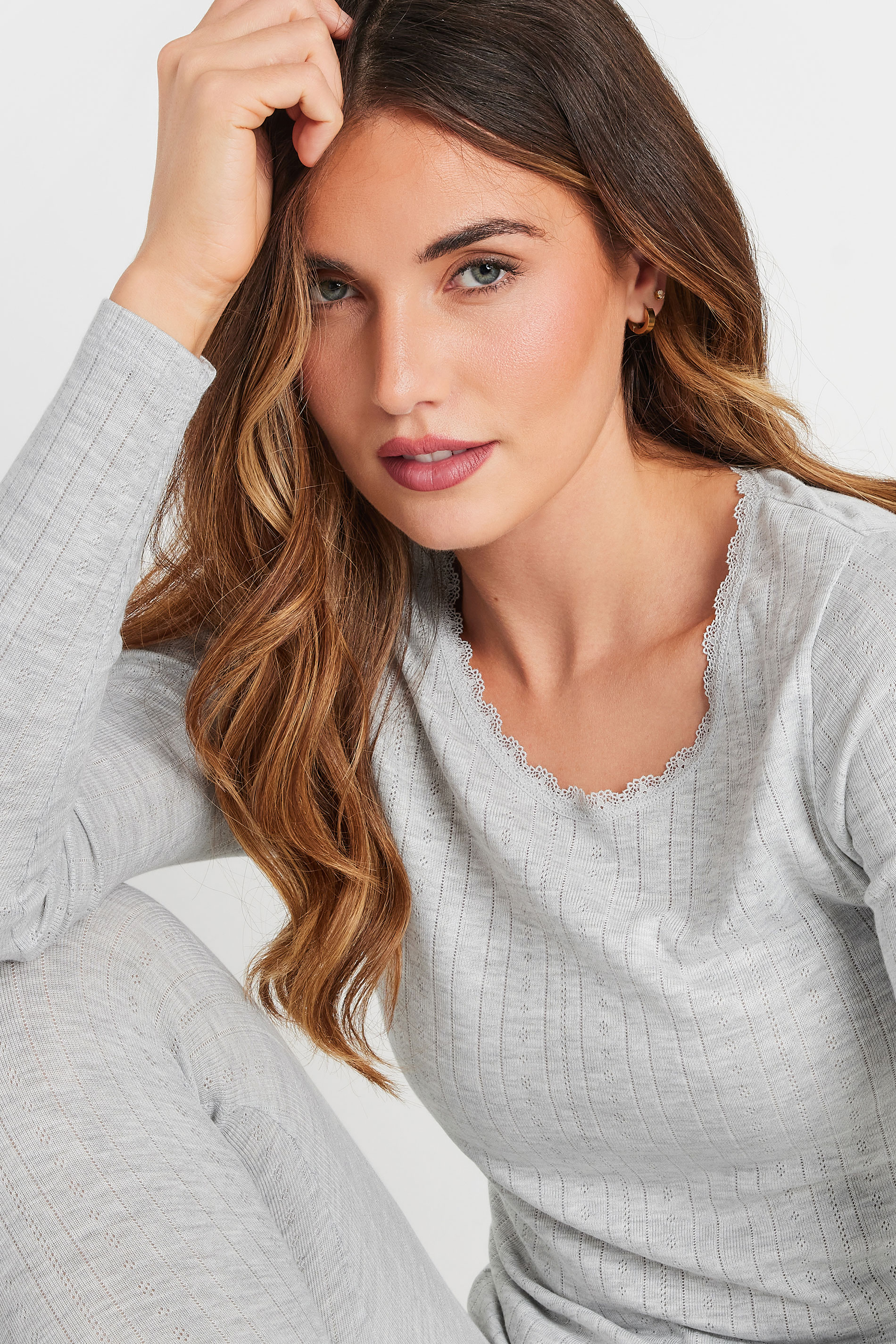 LTS Tall Women's Grey Thermal Long Sleeve Top | Long Tall Sally 4