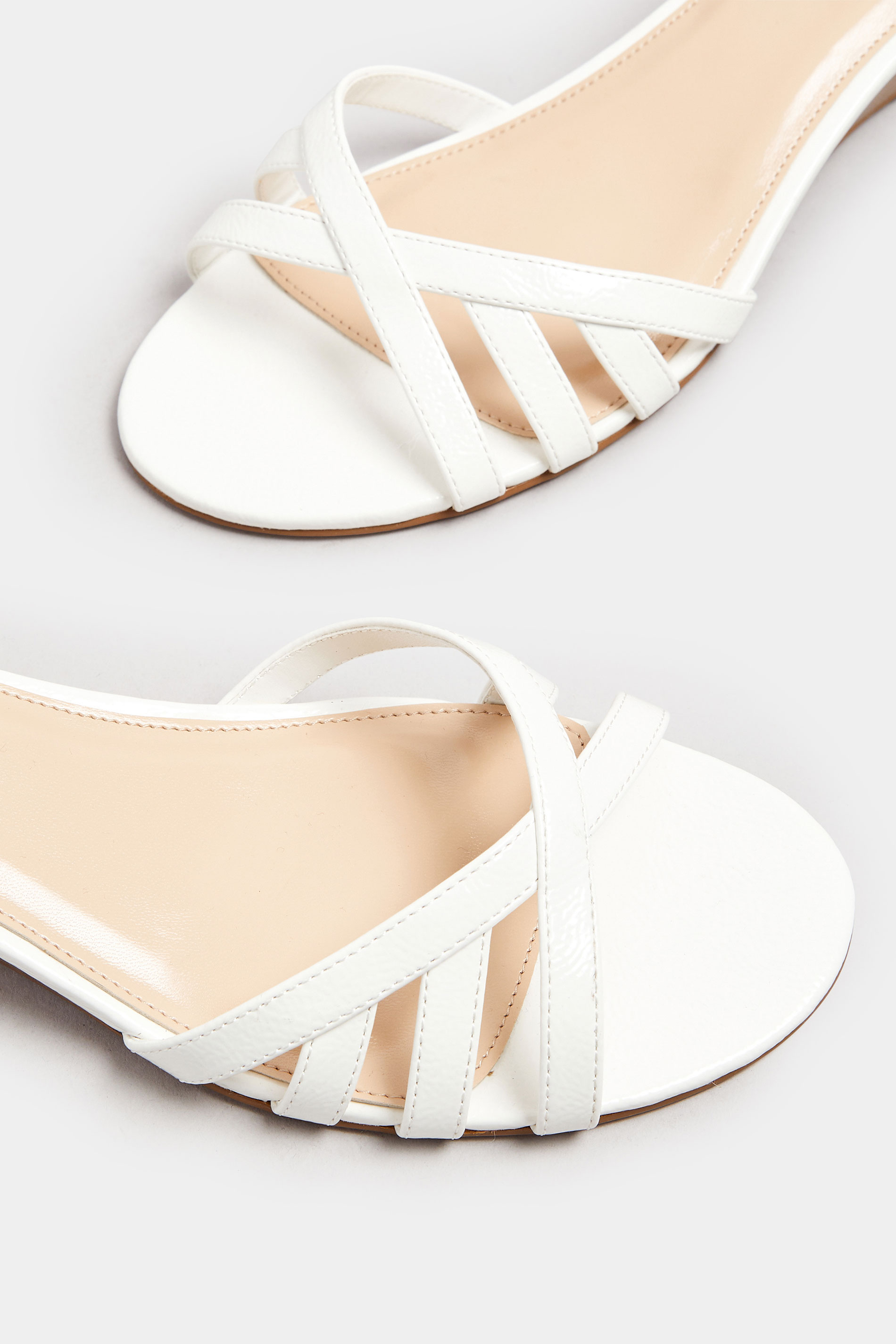 LTS White Mid Heel Wedge Sandals In Standard Fit | Long Tall Sally 5