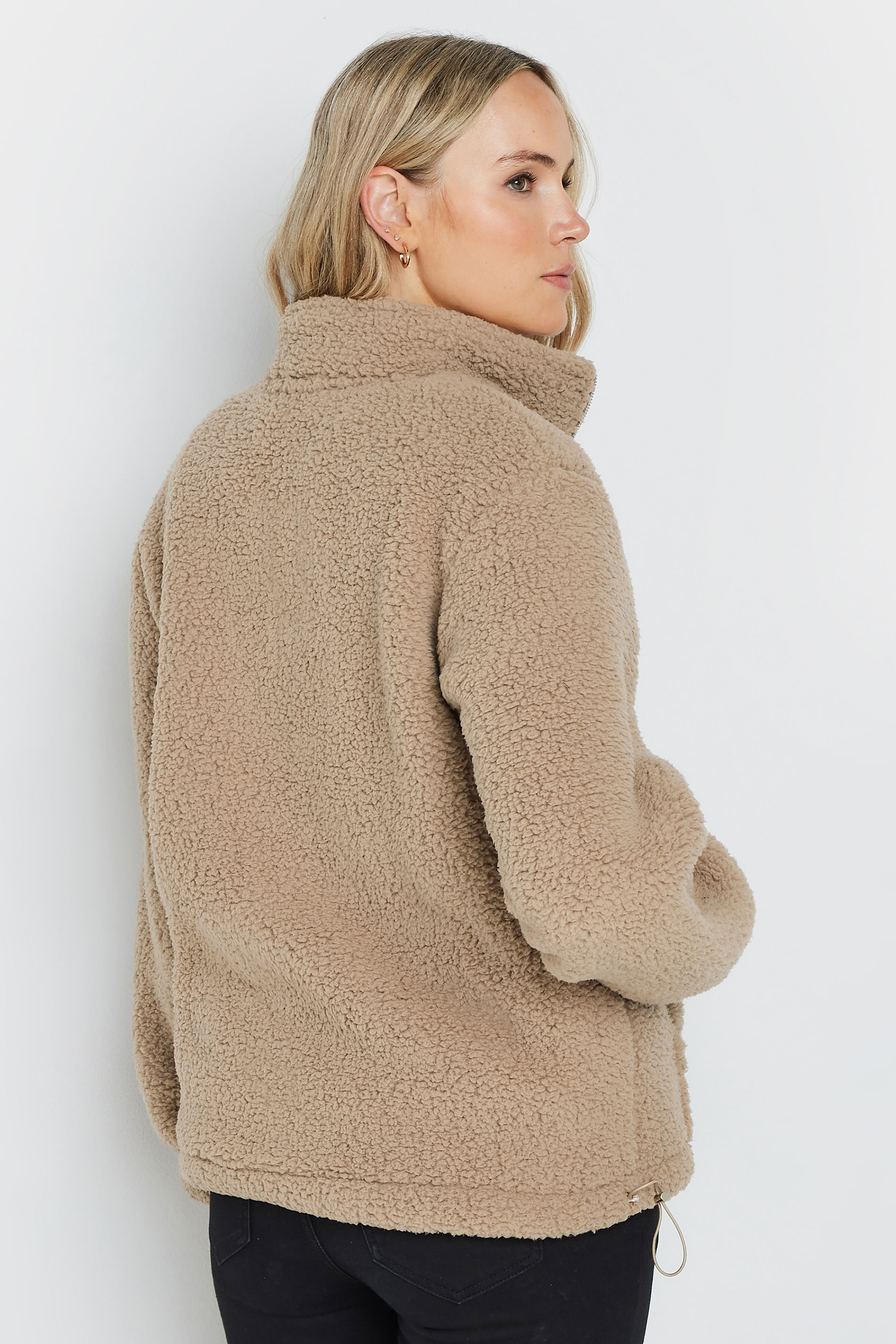 LTS Tall Beige Brown Half Zip Fleece Jacket | Long Tall Sally