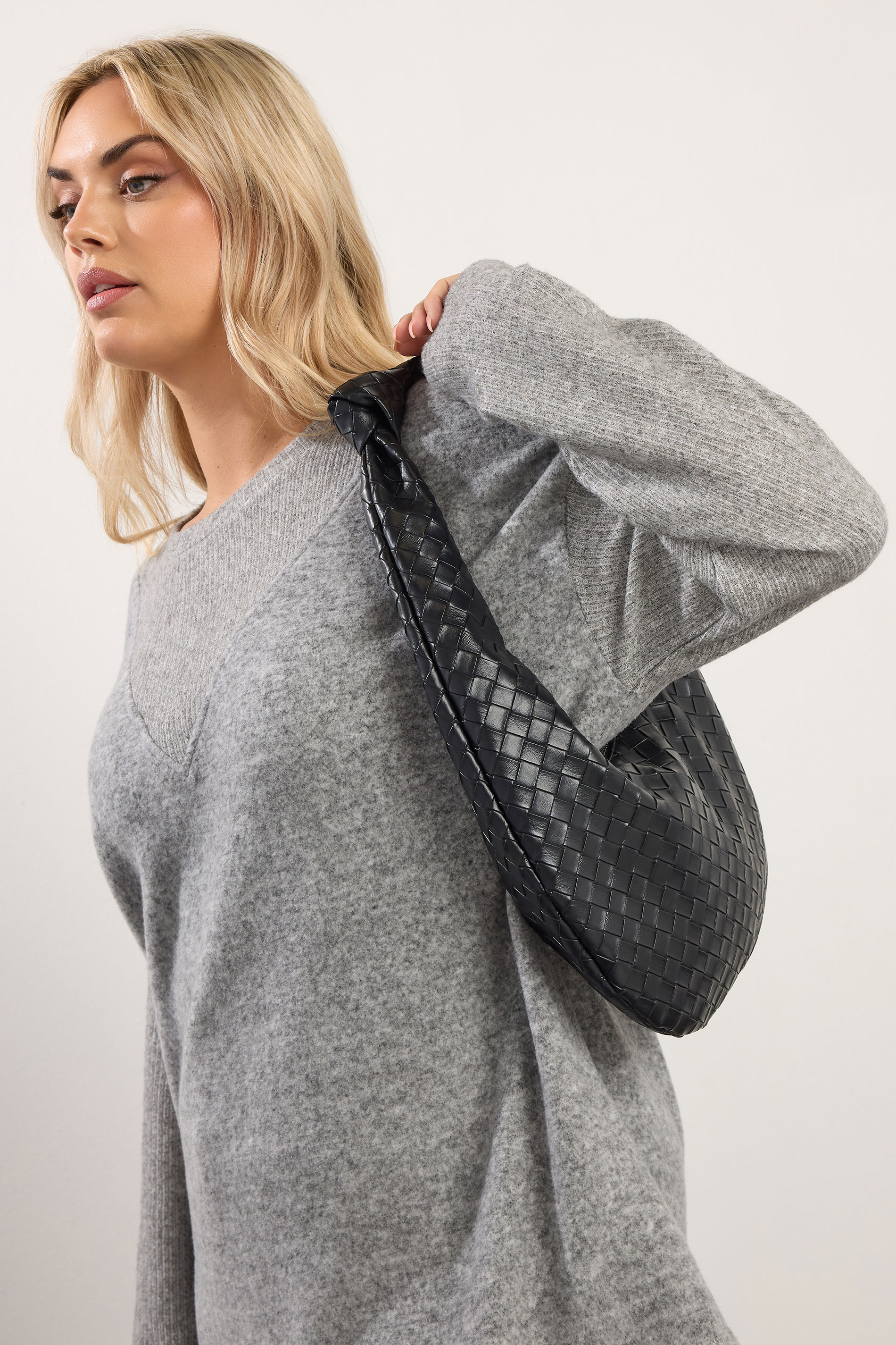 Black Knot Detail Woven Shoulder Bag | Yours Clothing 1