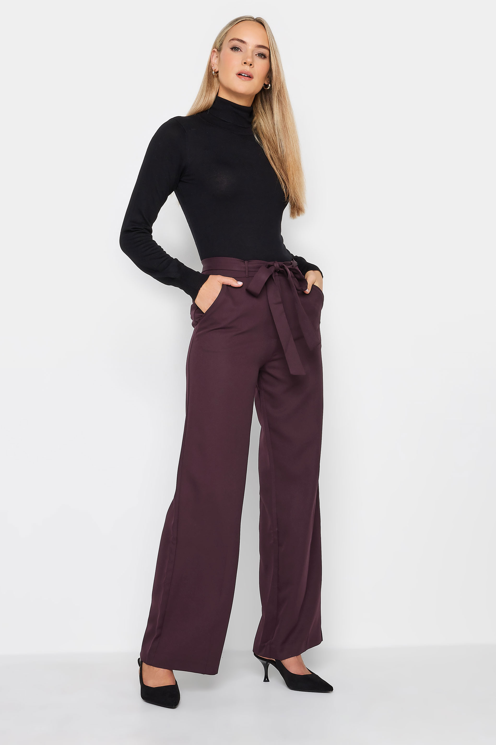 LTS Tall Women's Burgundy Red Wide Leg Trousers | Long Tall Sally 2