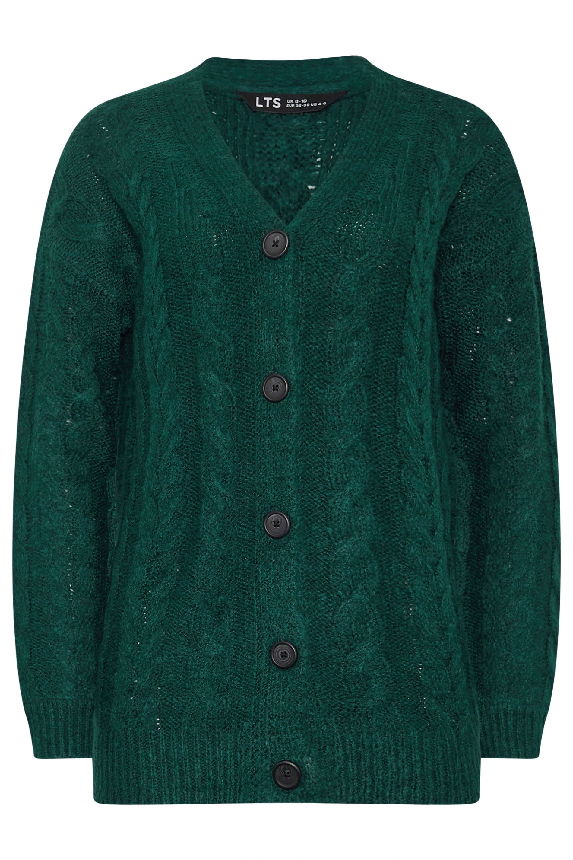 LTS Tall Dark Green Cable Knit Cardigan | Long Tall Sally 6