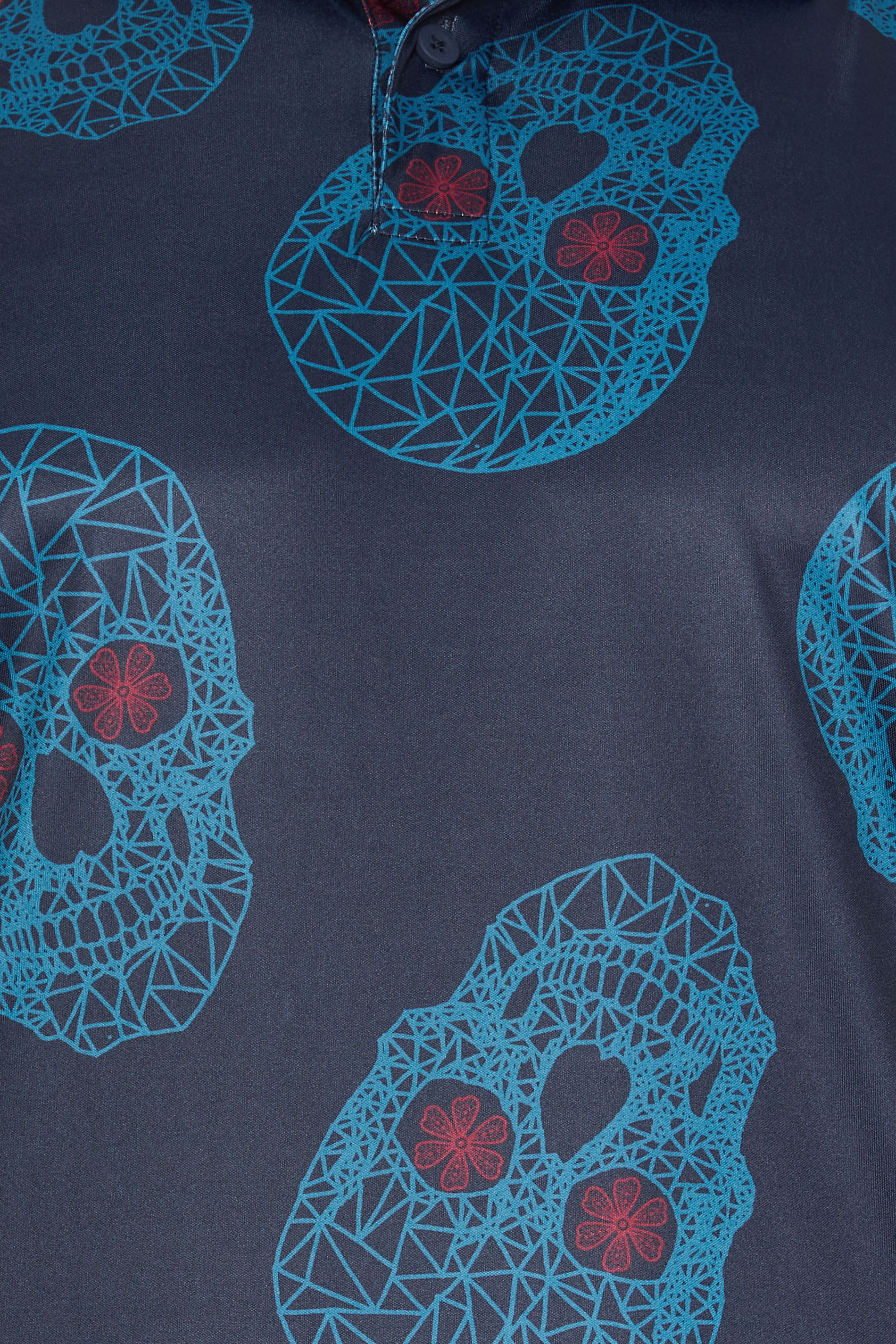 BadRhino Golf Big & Tall Navy Blue Skull Print Polo Shirt | BadRhino 5