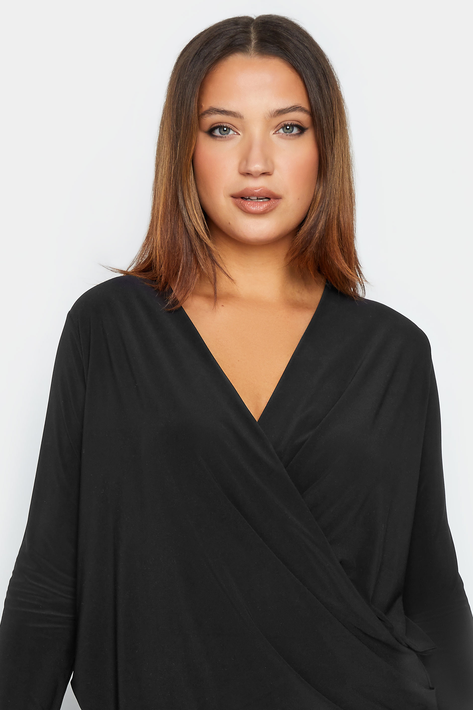 LTS Tall Women's Black Jersey Wrap Top