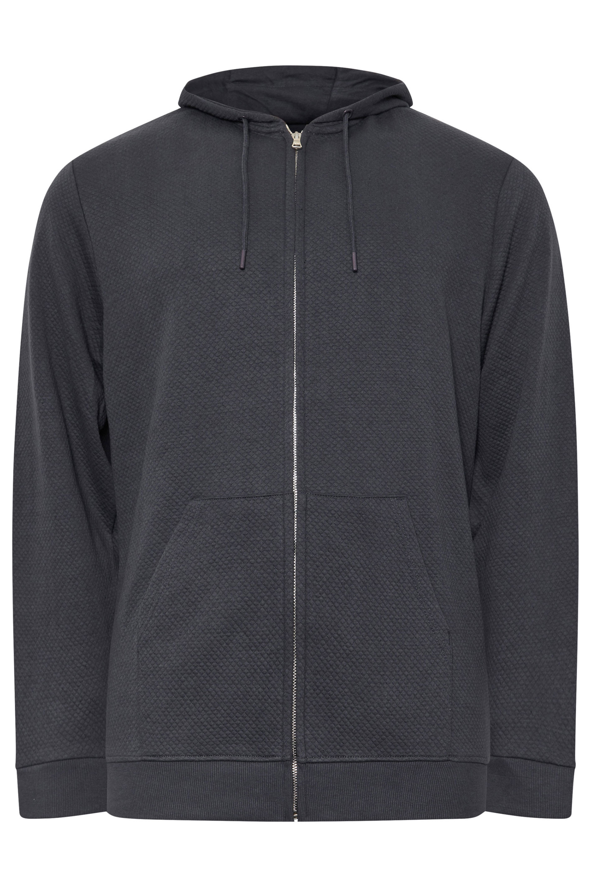 BadRhino Big & Tall Grey Zip Through Diamond Quilted Hoodie | BadRhino 6