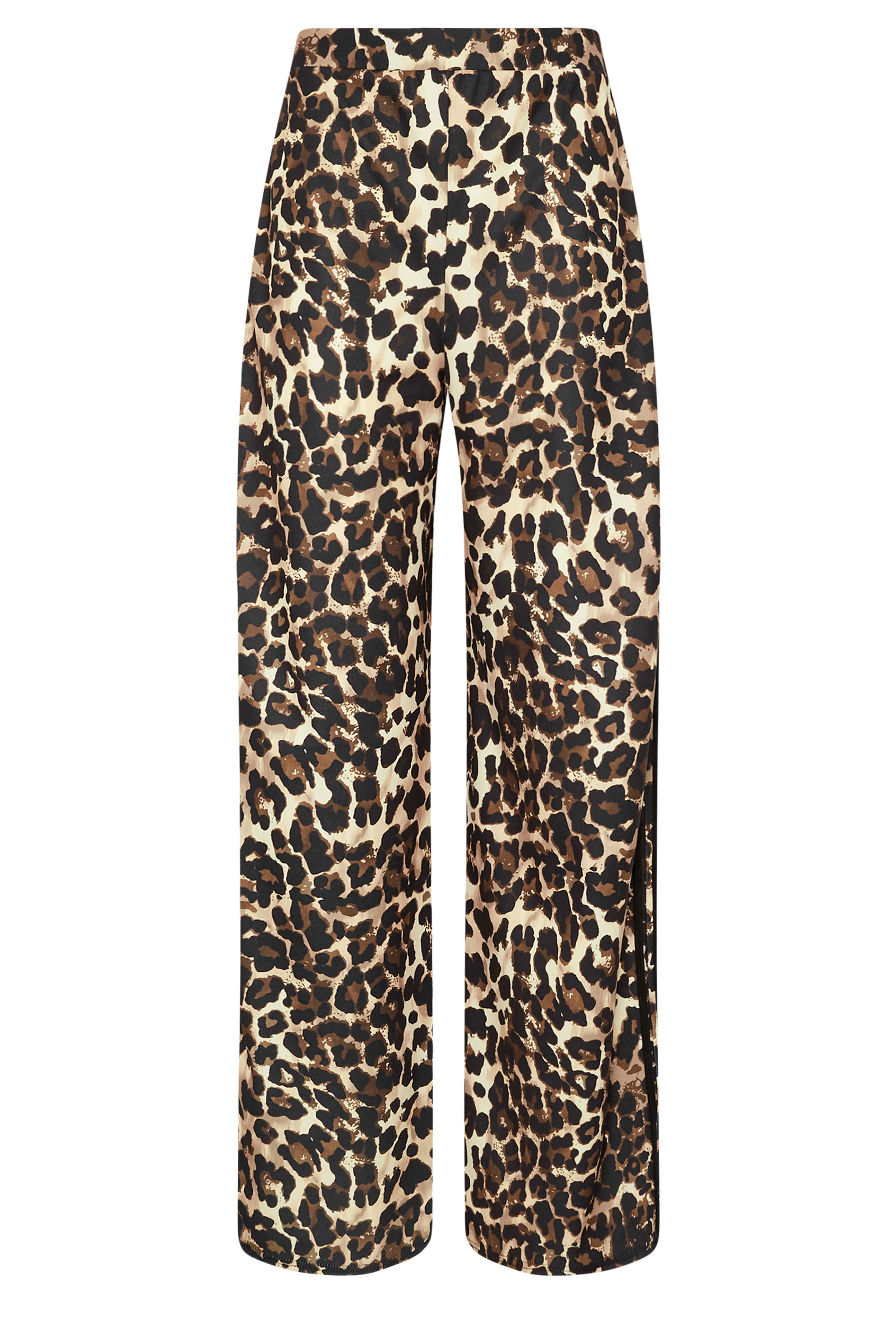 LTS Tall Beige Brown Leopard Print Stripe Trousers | Long Tall Sally 5