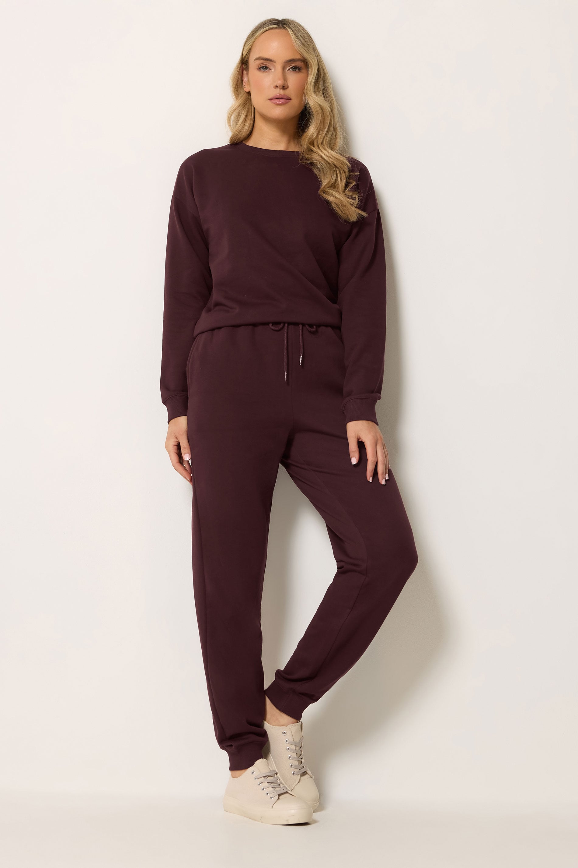 LTS Tall Women's Dark Cherry Red Crew Neck Sweatshirt | Long Tall Sally 1