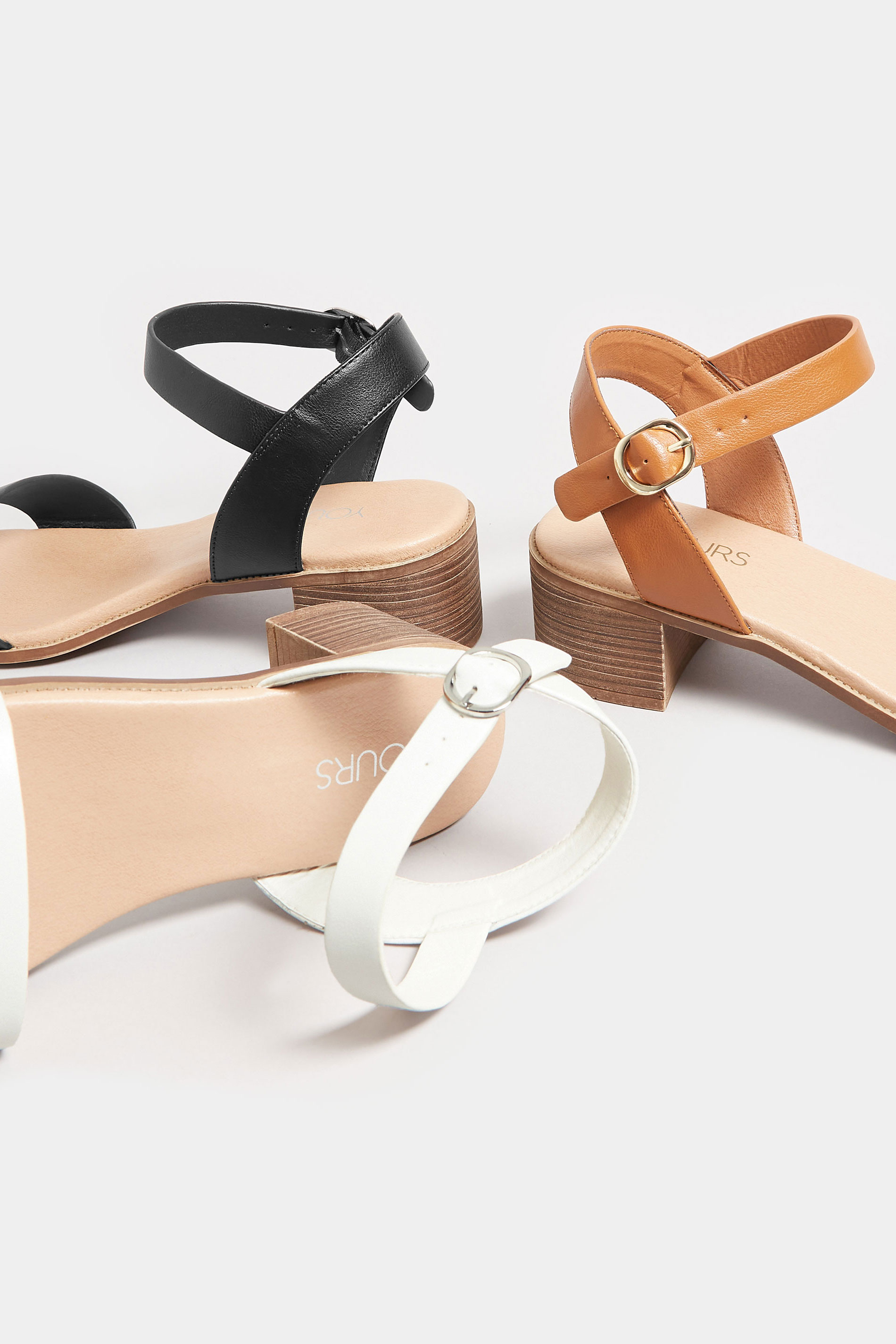 Black Strappy Low Heel Sandals In Extra Wide EEE Fit | Yours Clothing  8