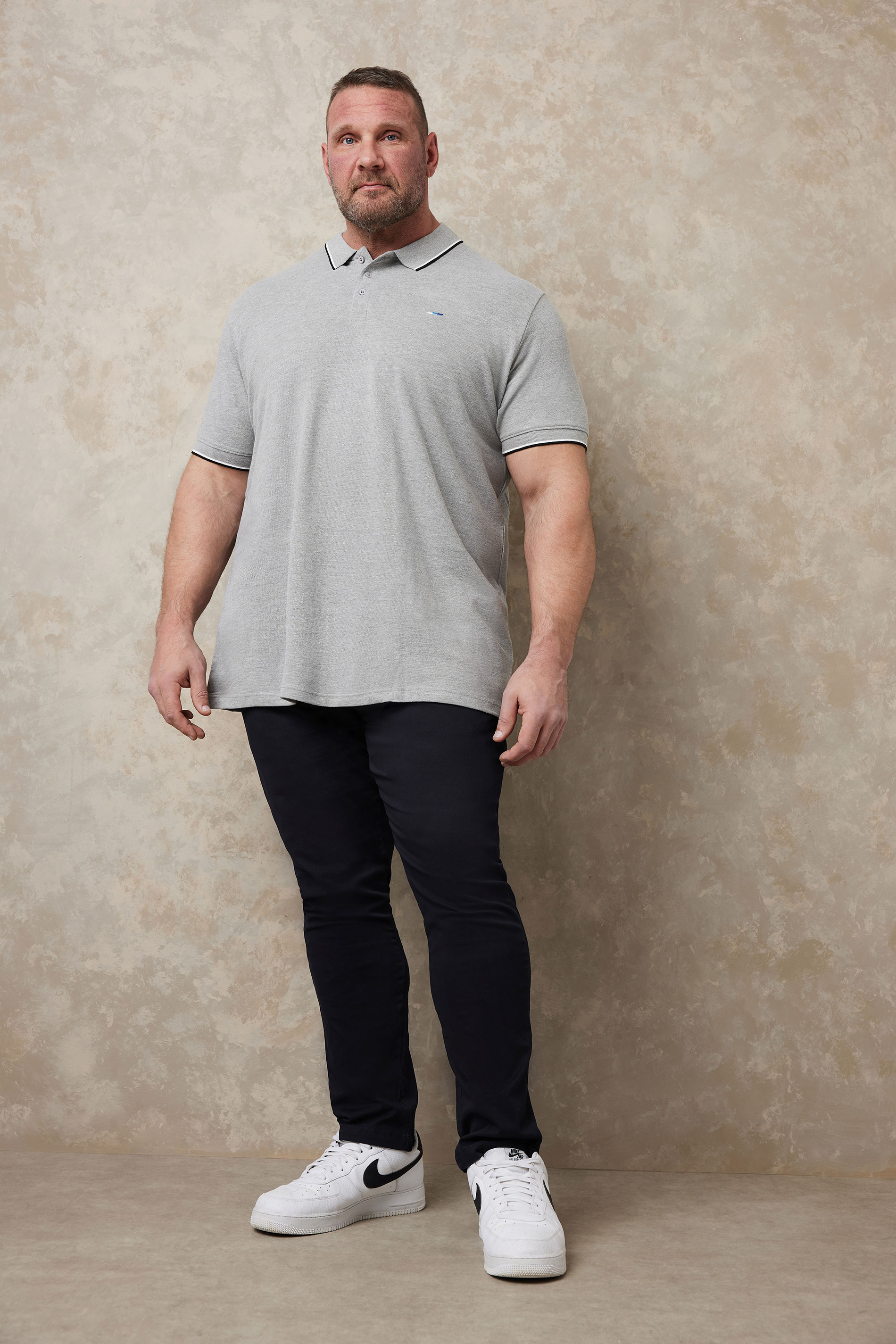 BadRhino Grey Marl Essential Tipped Polo Shirt | BadRhino 1