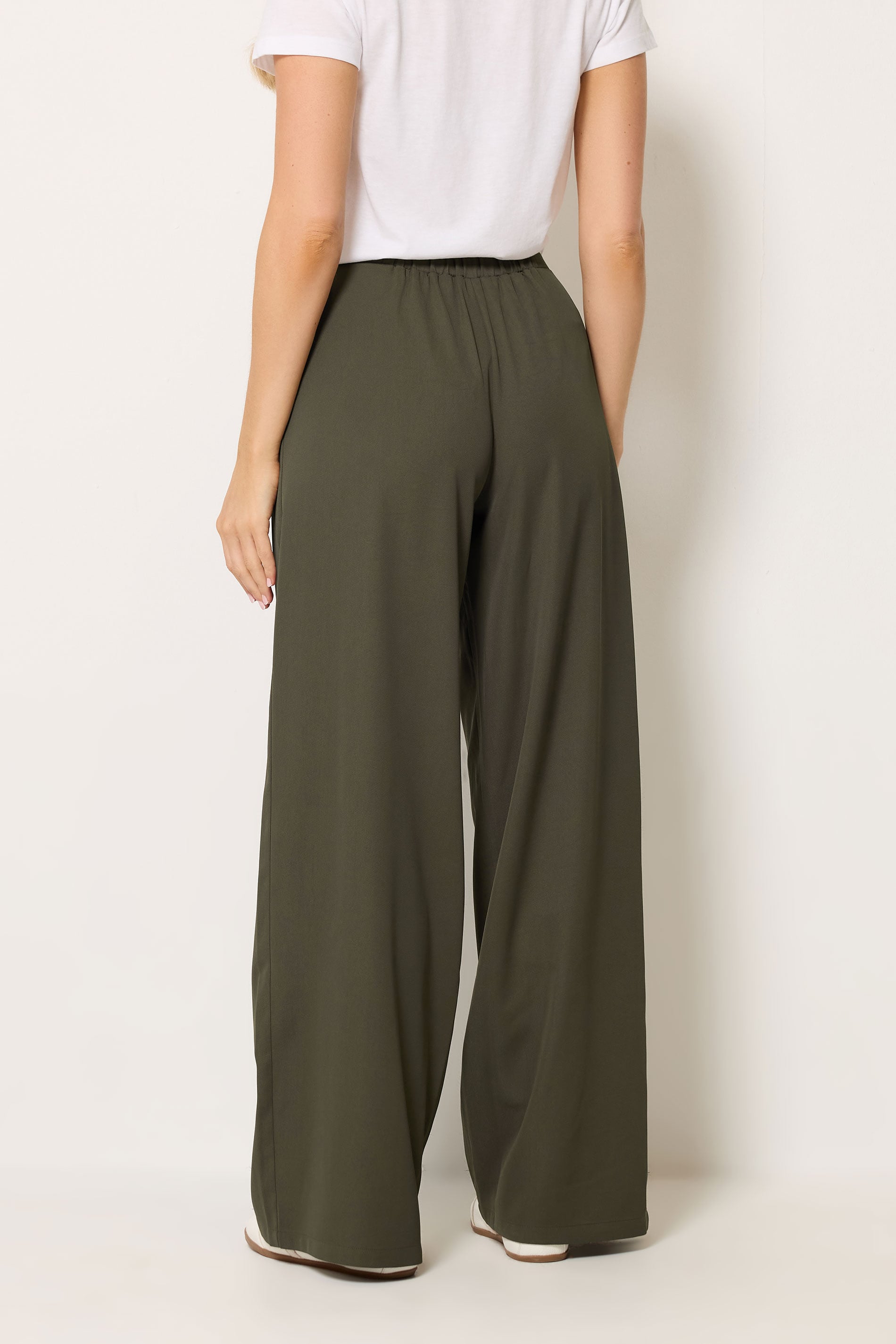 LTS Tall Women's Olive Green Pleated Wide Leg Trousers | Long Tall Sally 2