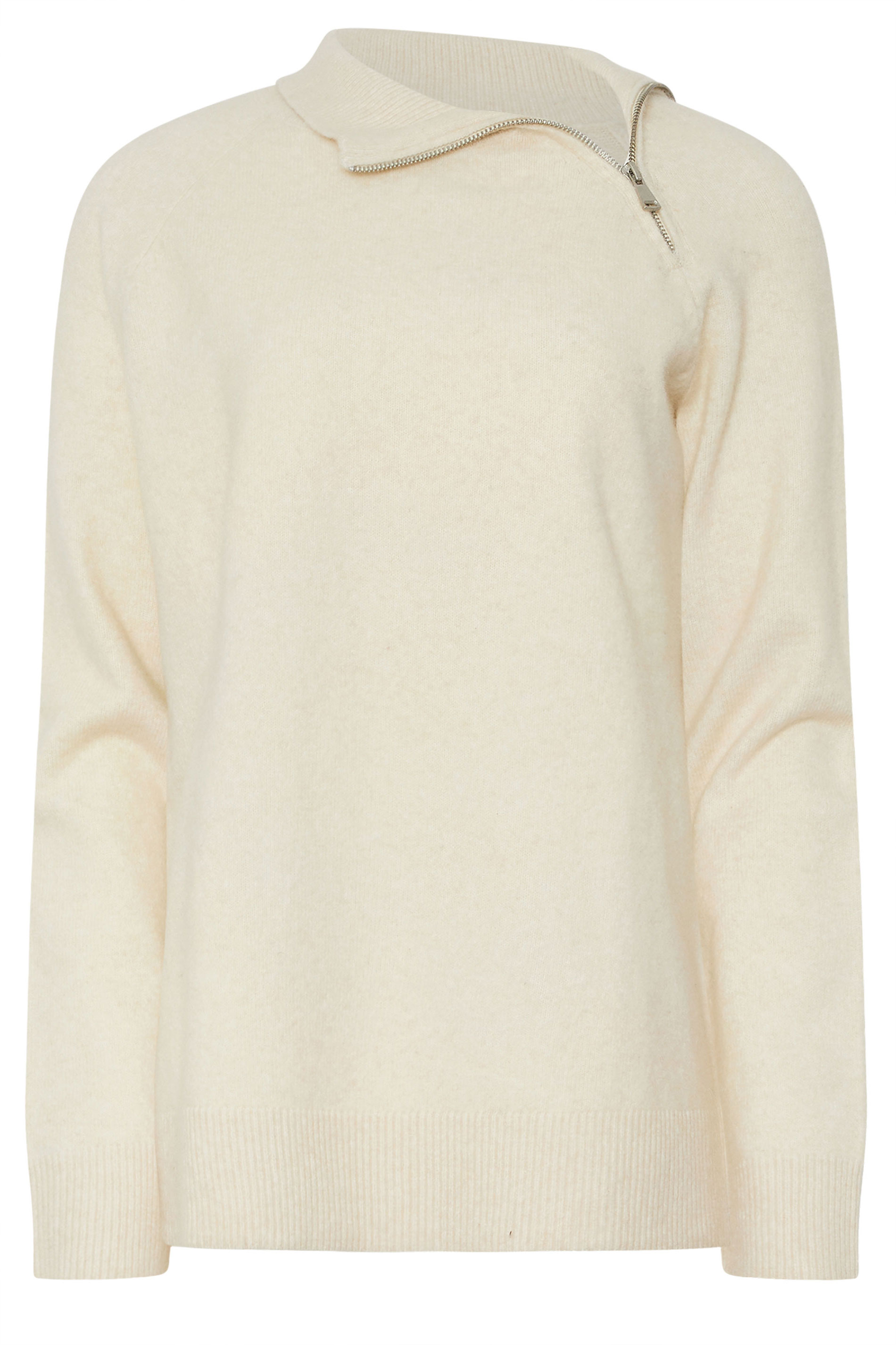 LTS PREMIUM Tall Ivory White Funnel Neck Zip Jumper | Long Tall Sally 6