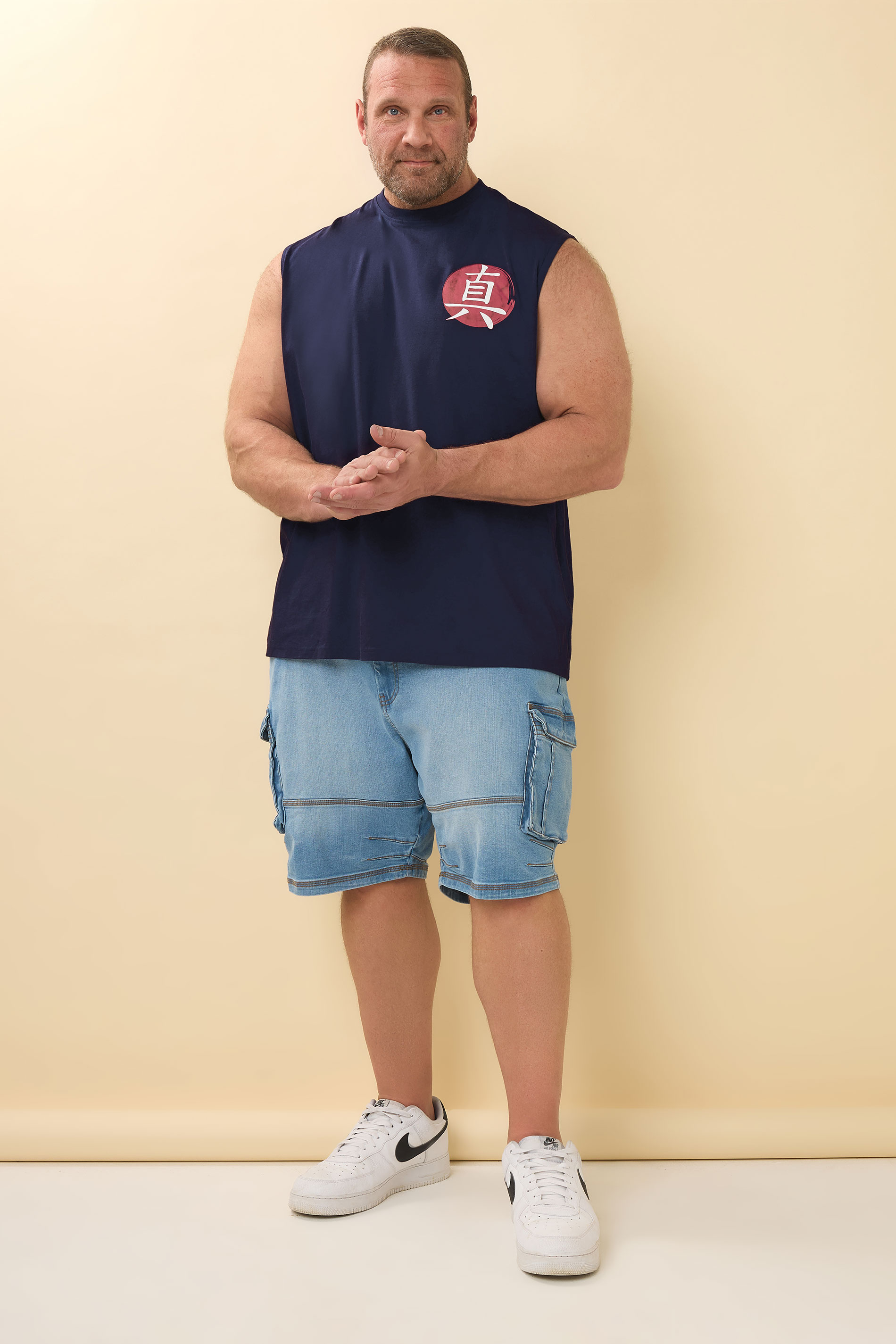 BadRhino Big & Tall Navy Blue Japanese Graphic Print Vest Top | BadRhino 4