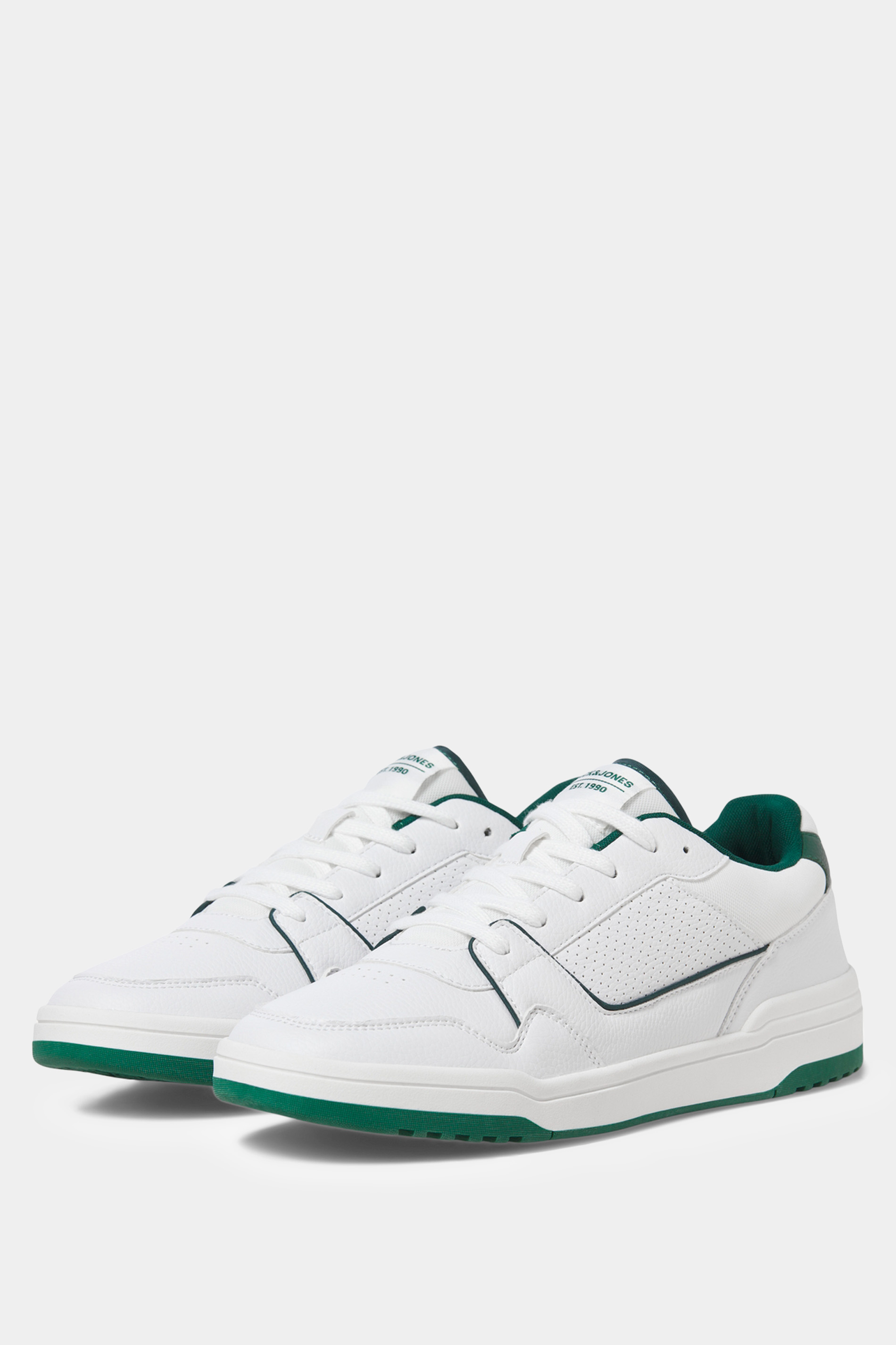 JACK & JONES White & Green PU Trainers | BadRhino 2