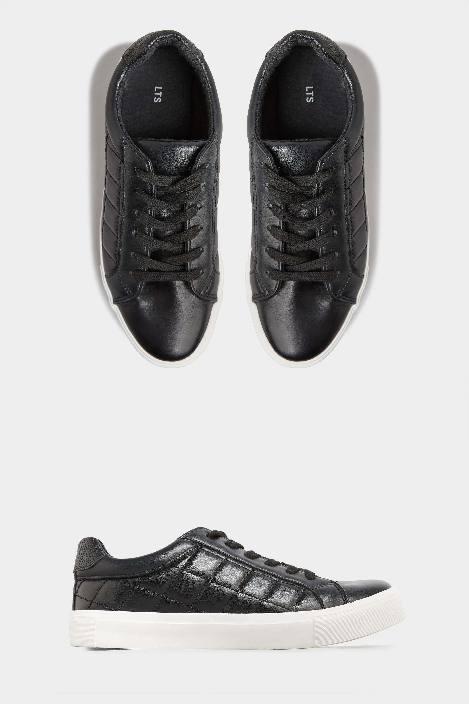 LTS Black Quilted Trainers In Standard Fit | Long Tall Sally 2
