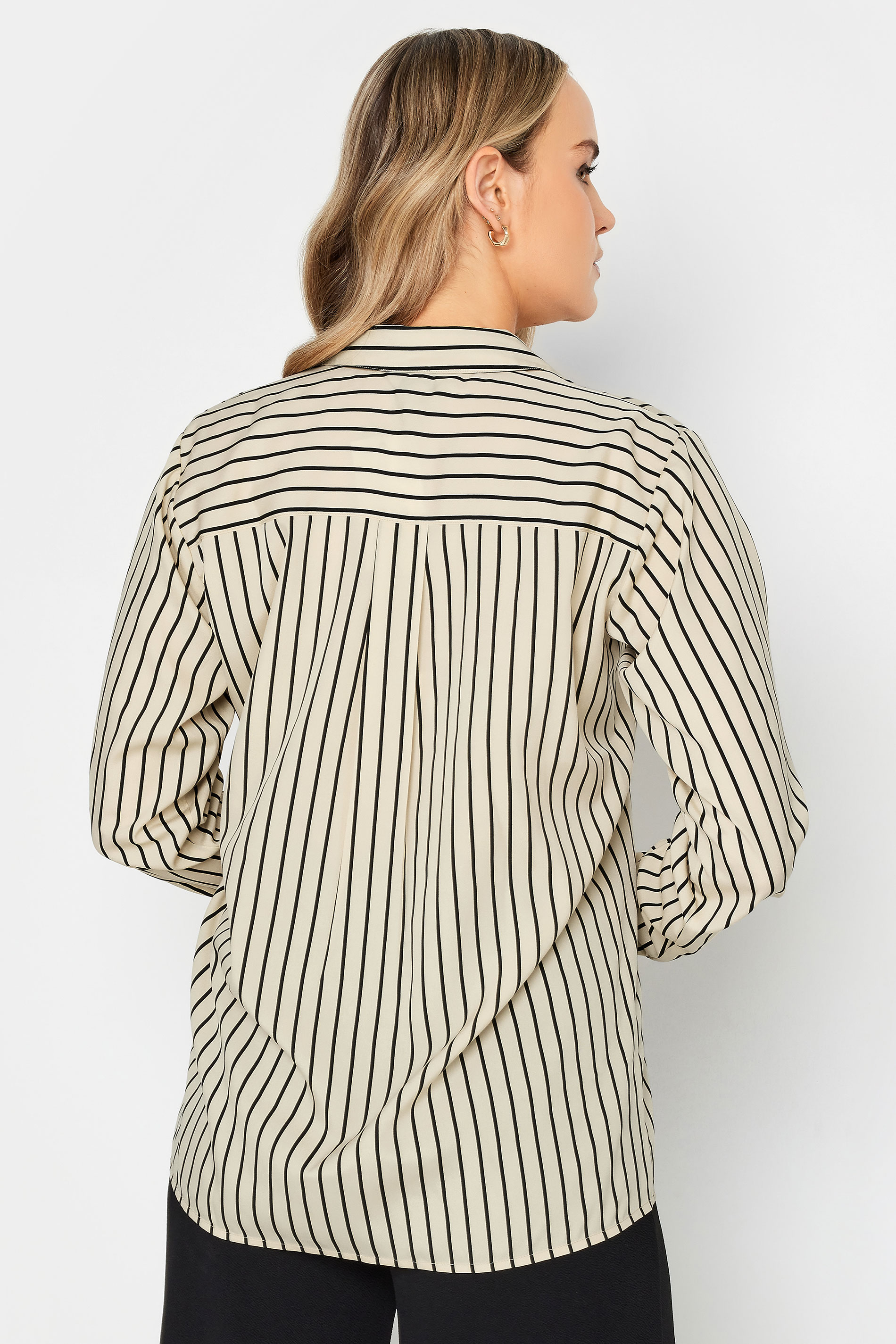 LTS Tall Womens Beige Brown Stripe Longline Shirt | Long Tall Sally  3