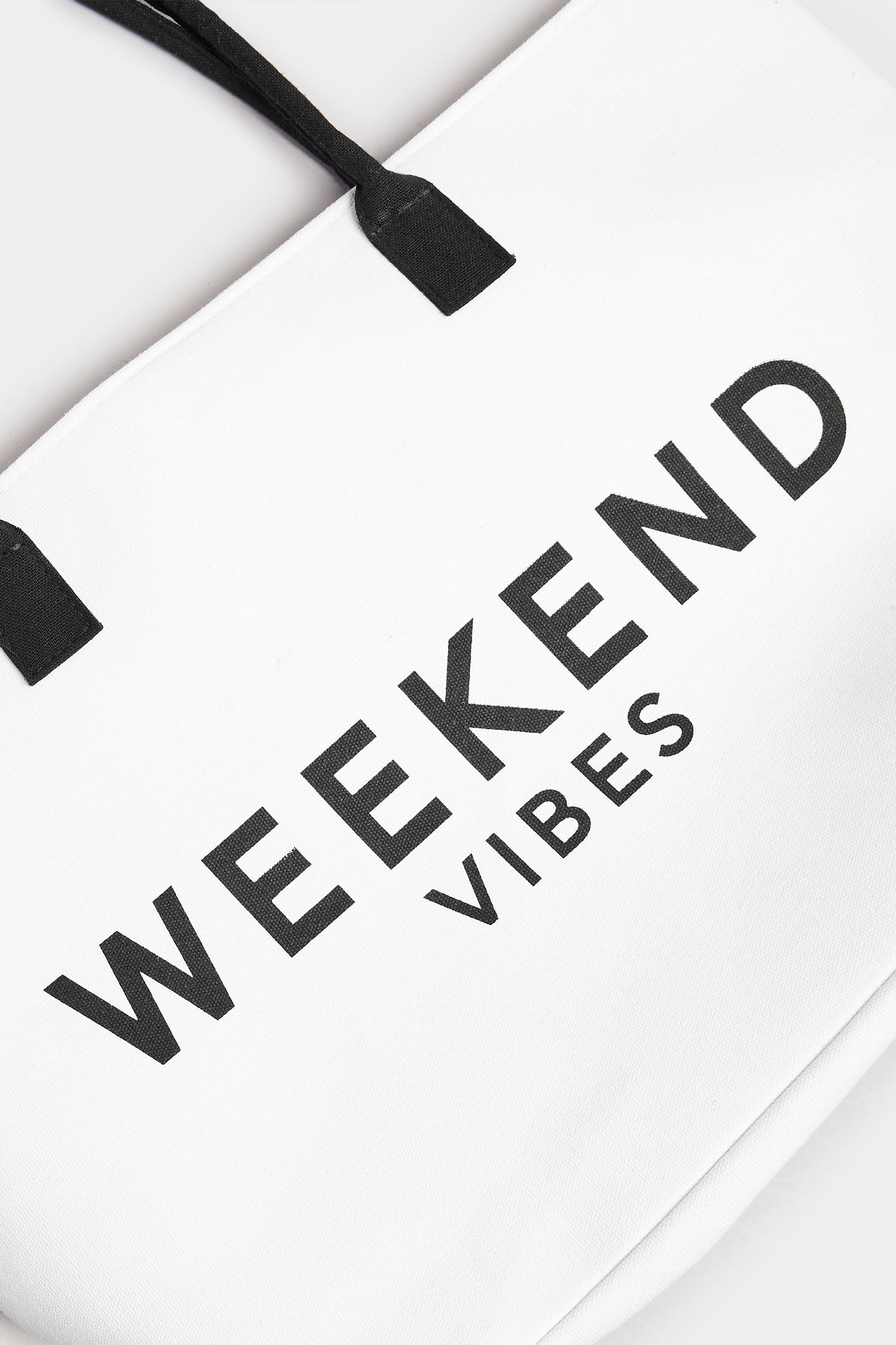 White 'Weekend Vibes' Tote Bag | Yours Clothing 4