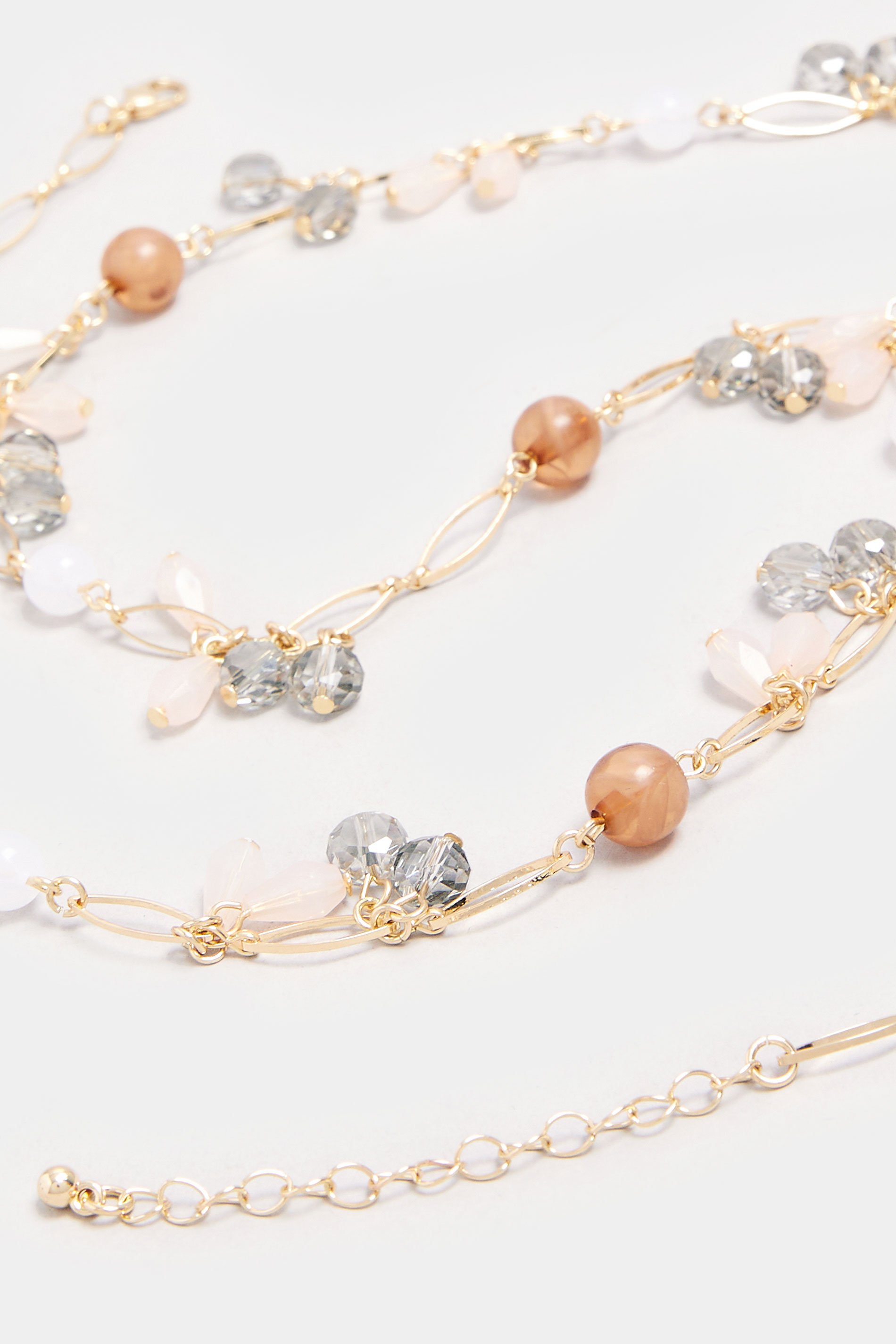 Gold Tone Beaded Long Necklace | Yours Clothing 3