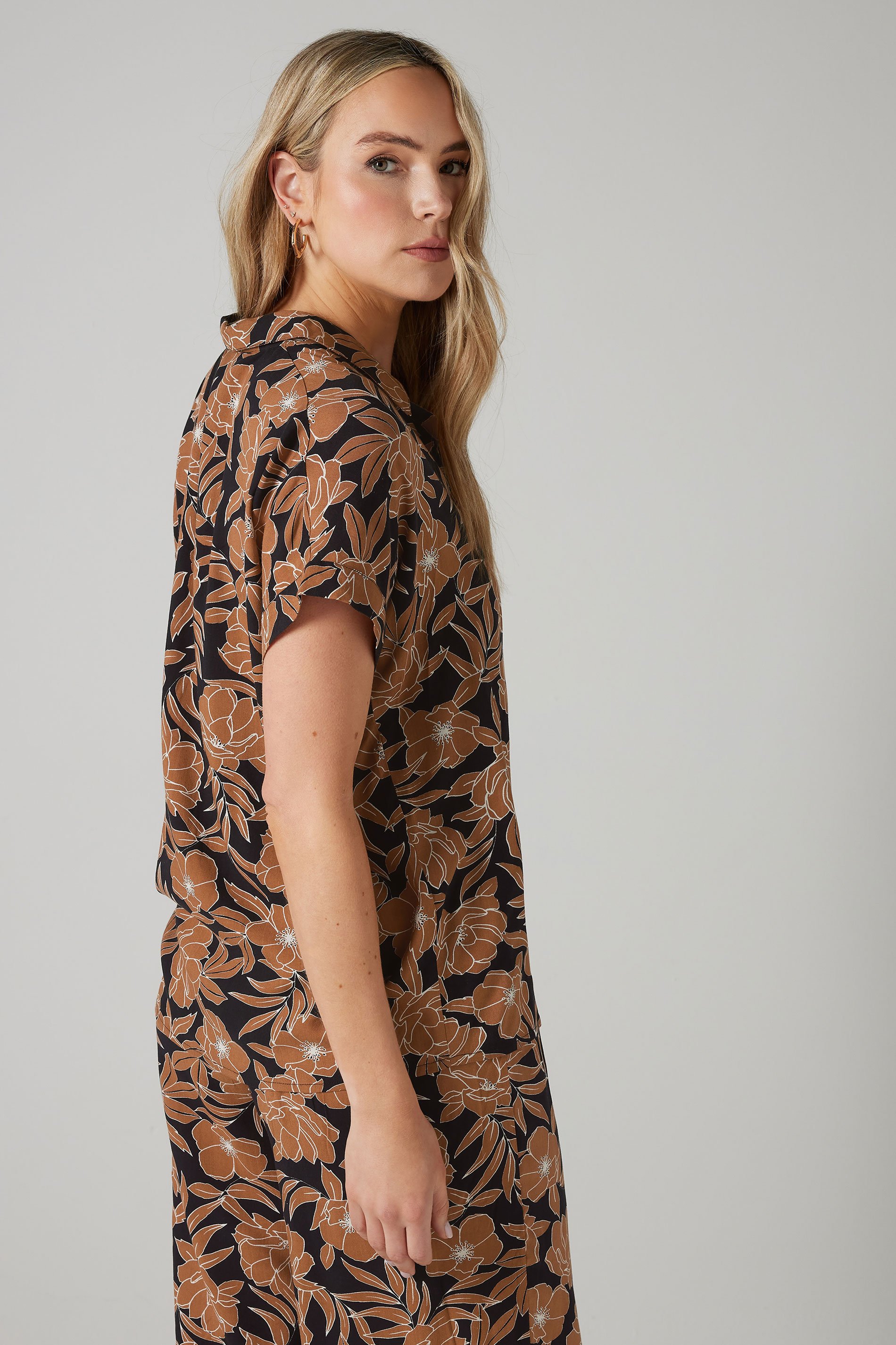 LTS Tall Rust Orange Floral Print Button Shirt | Long Tall Sally 4