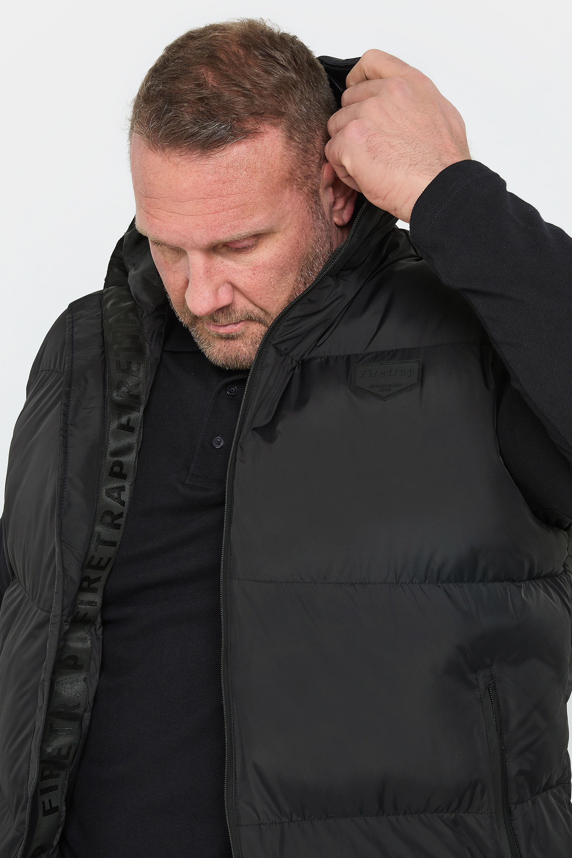 FIRETRAP Big & Tall Black Puffer Gilet | BadRhino 3