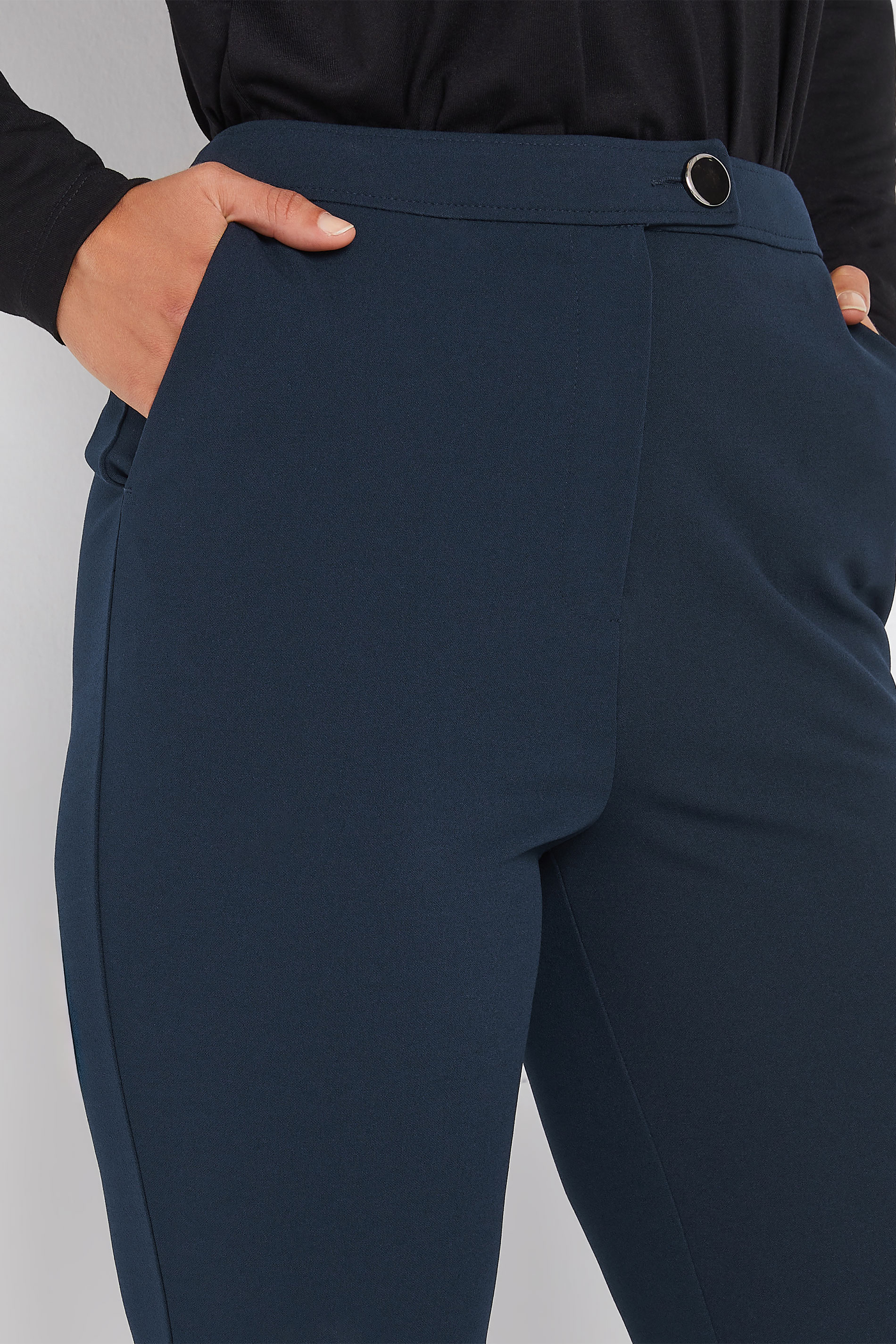 LTS Tall Navy Blue Tapered Button Trousers | Long Tall Sally 4