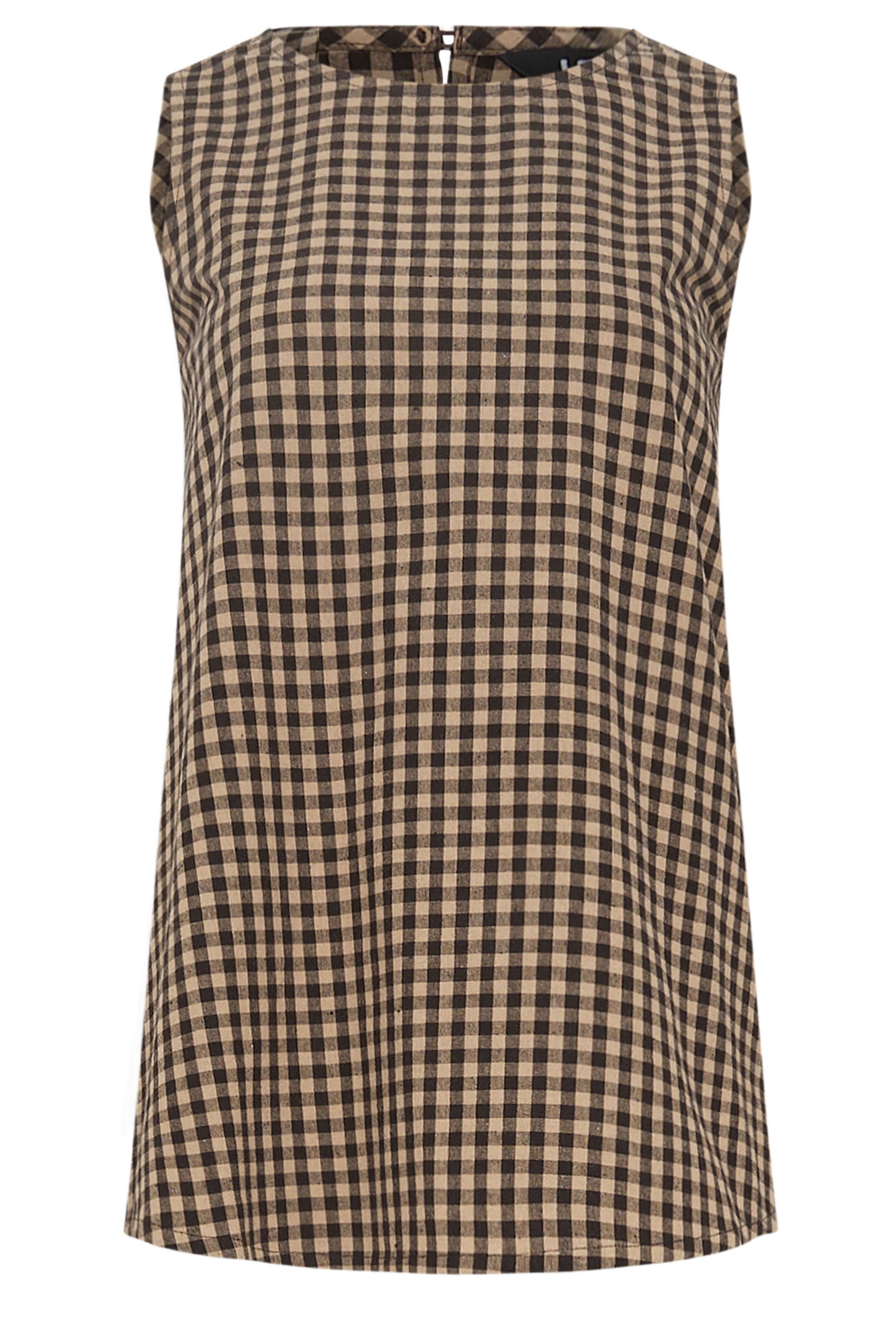 LTS Tall Women's Brown Gingham Print Vest Top | Long Tall Sally 5